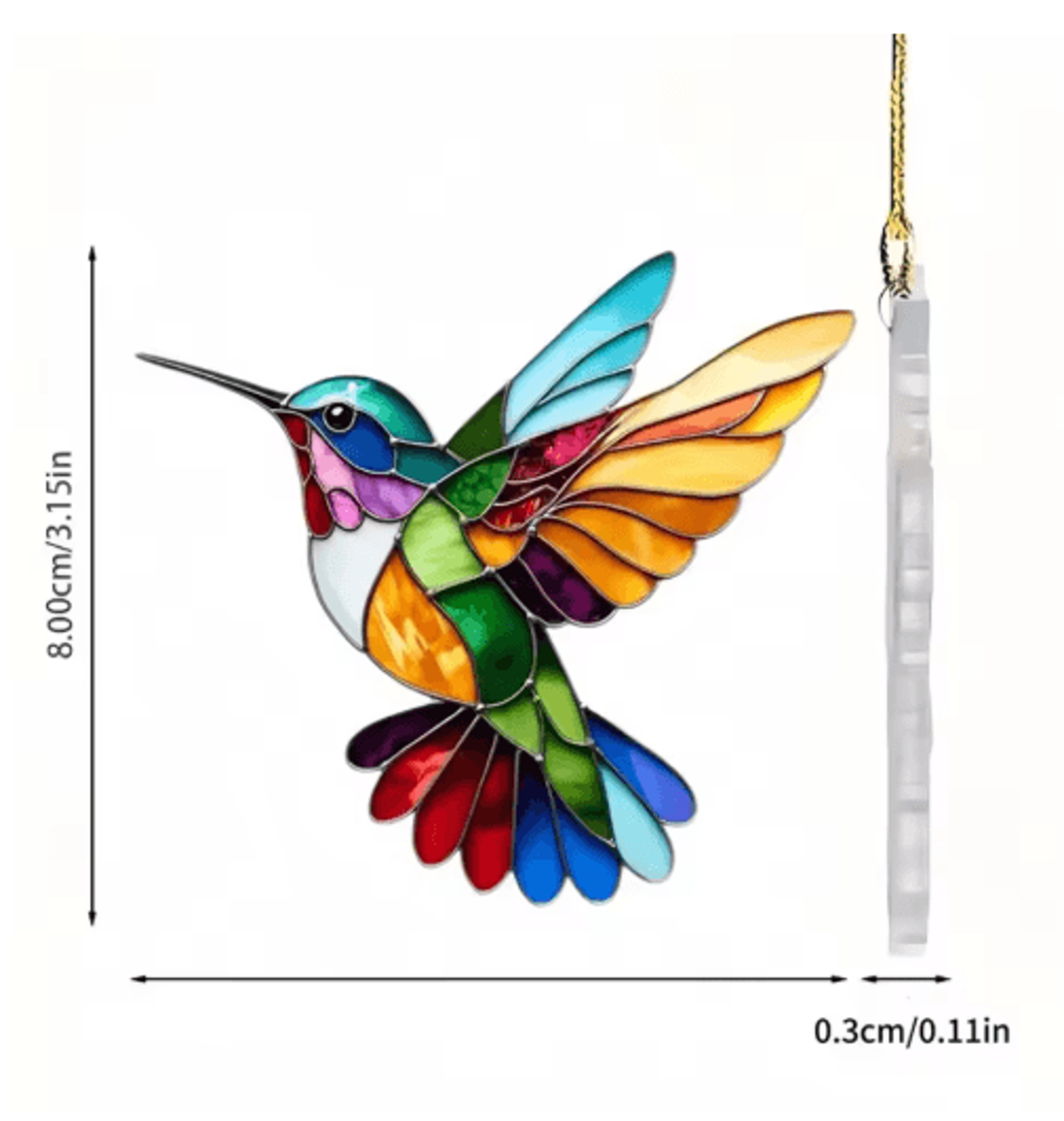 Colorful Acrylic Hummingbird Wind Chime Keychain Kawaii Hanging Decor For Home  Car 11