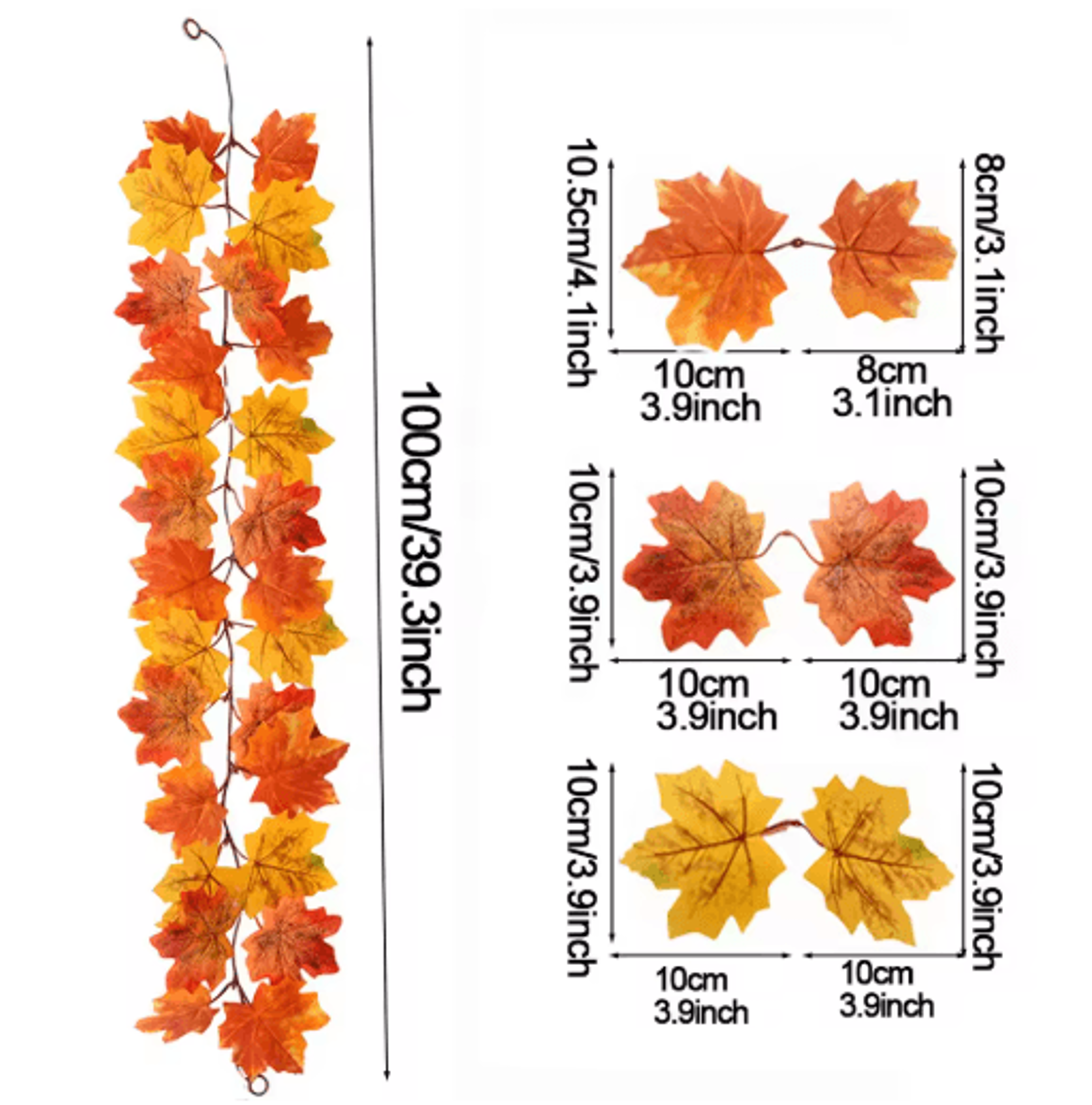 Artificial Maple Leaf Garland  Autumn Vine Decor For Thanksgiving  Halloween 2