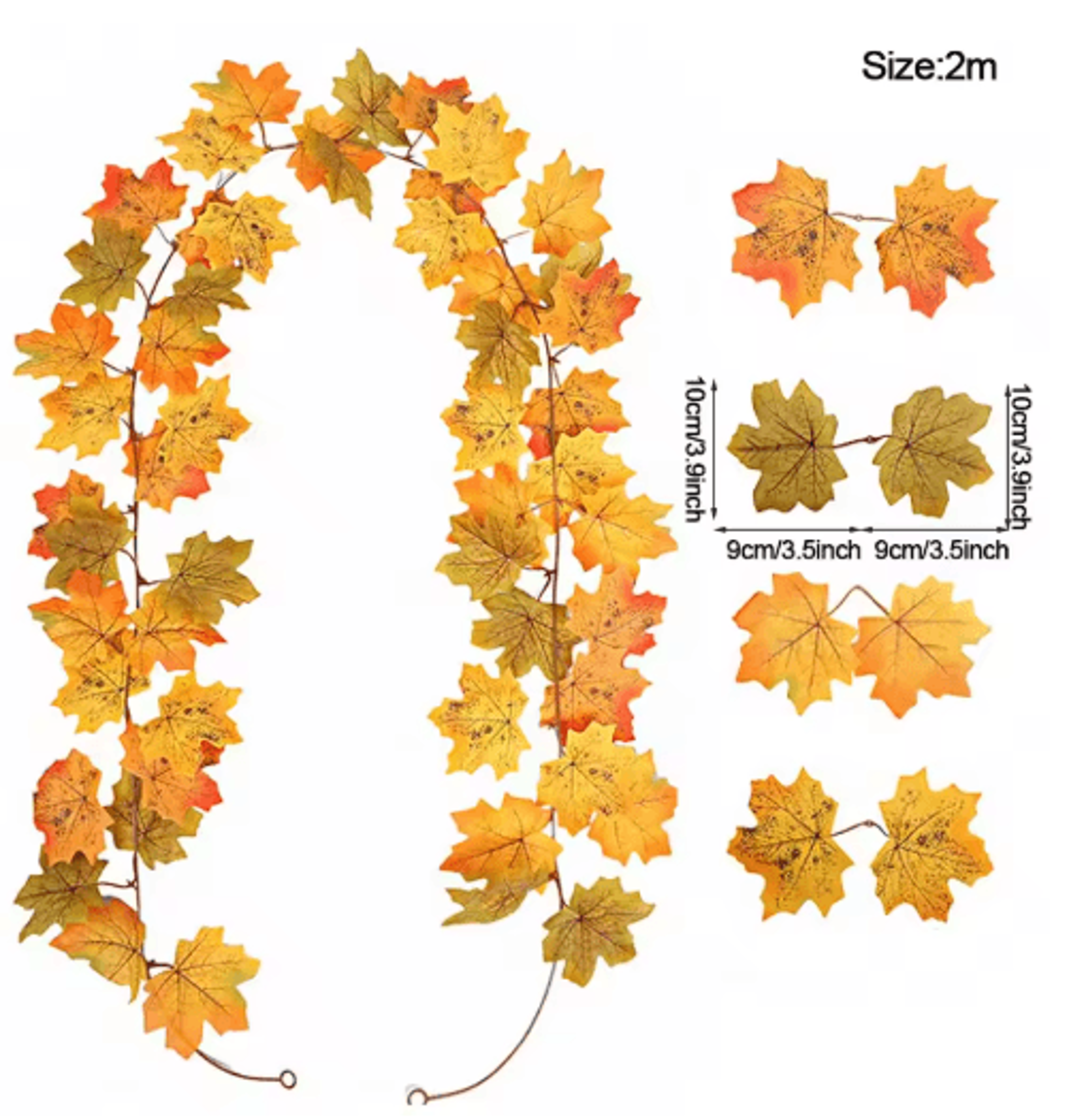 Artificial Maple Leaf Garland  Autumn Vine Decor For Thanksgiving  Halloween 11