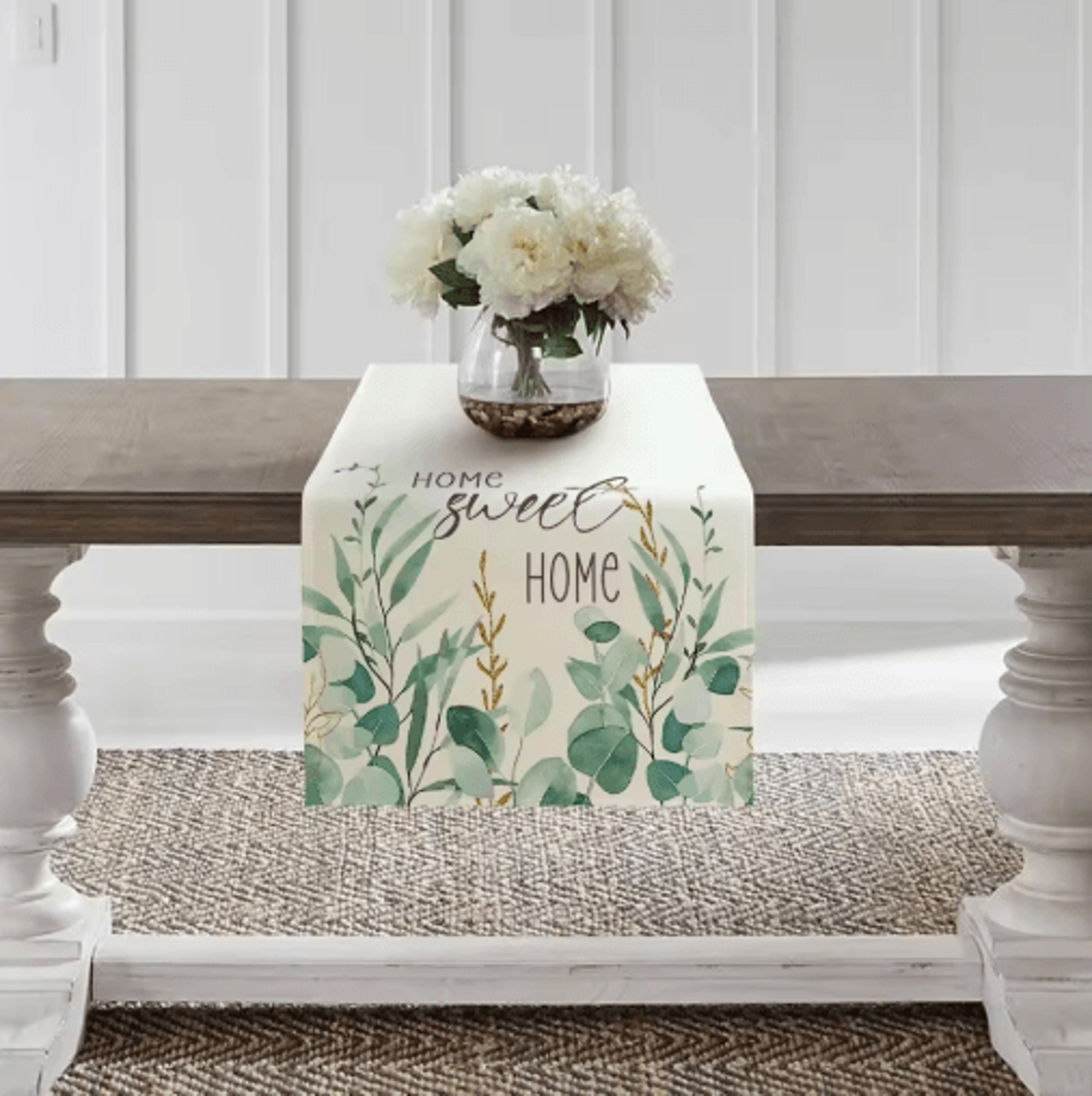 Eucalyptus Leaf Table Runner  Fresh Botanical Green Table Decor For Spring  Farmhouse Styling 9