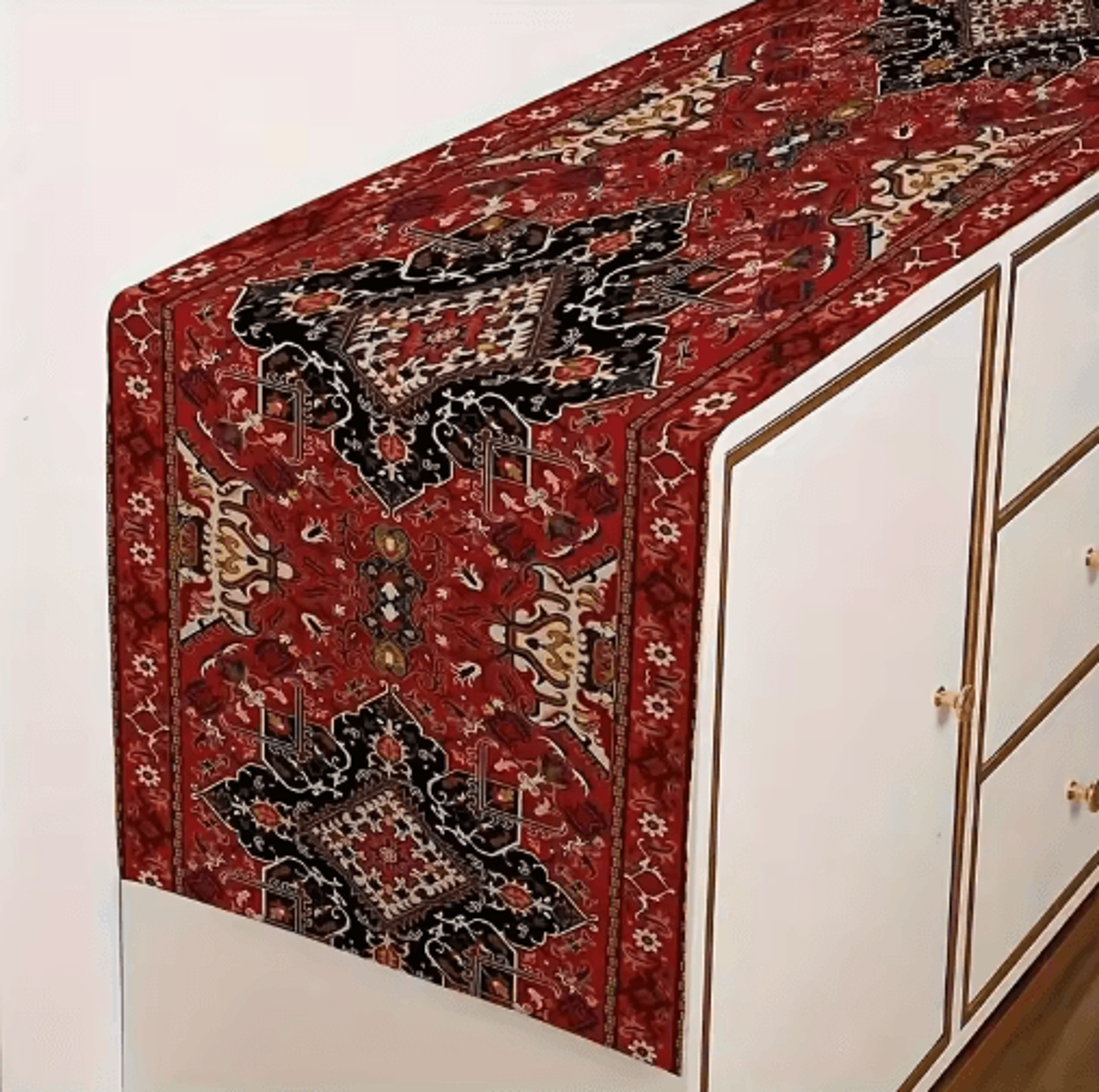 Bohemian Red Persian Table Runner  Vintage Stripe Wedding  Home Decor Accent 4