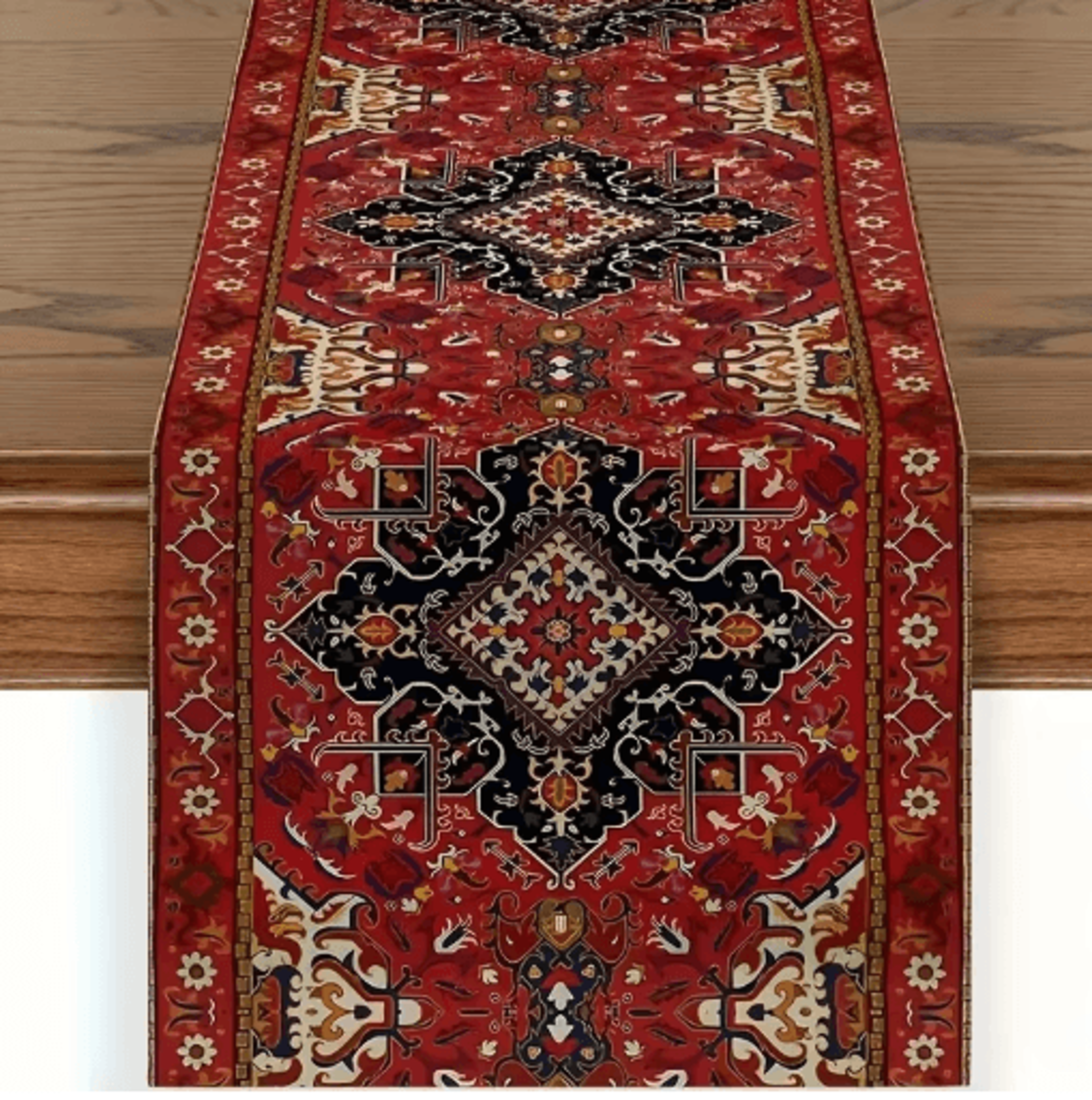 Bohemian Red Persian Table Runner  Vintage Stripe Wedding  Home Decor Accent 0