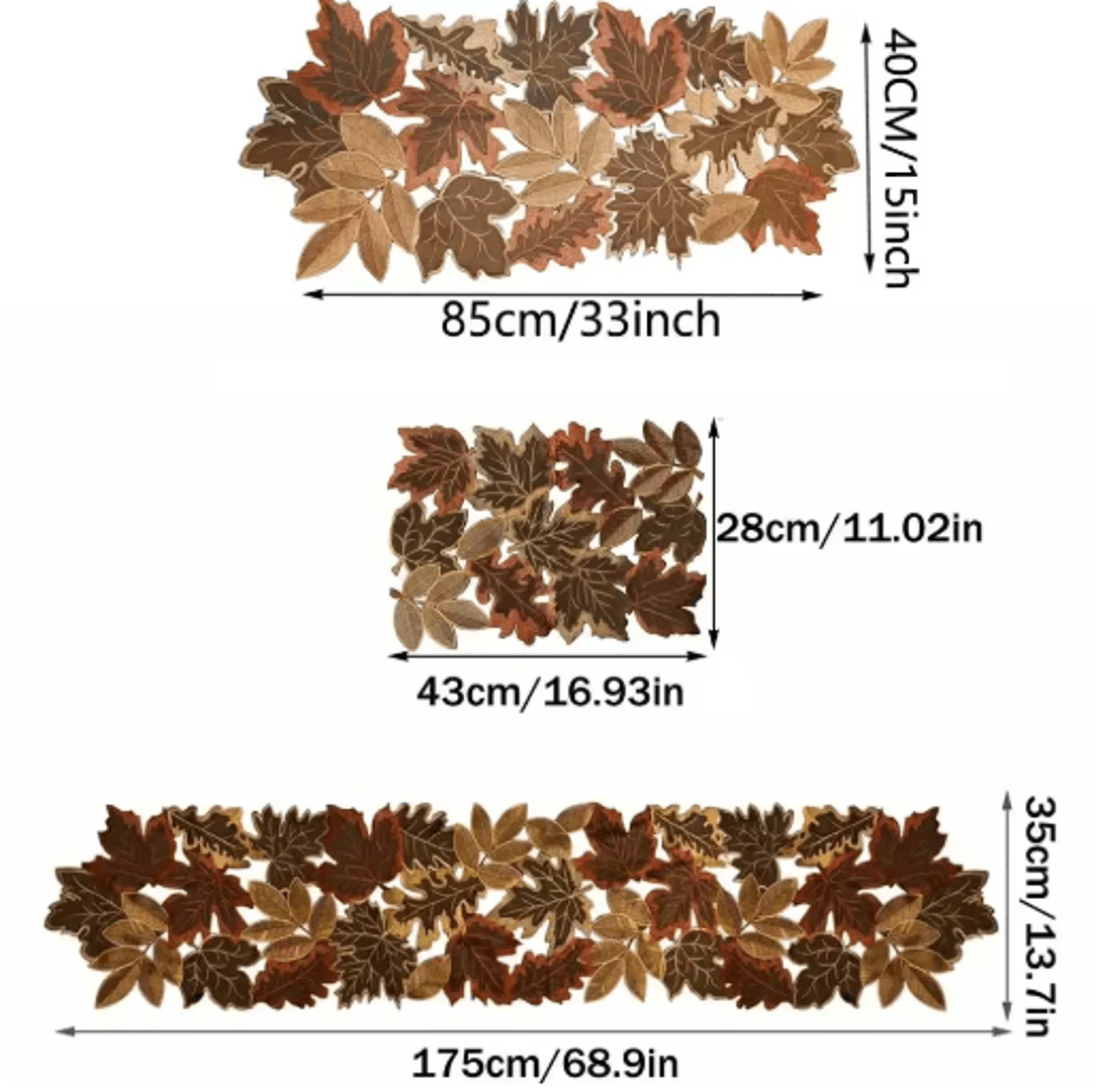 Embroidered Maple Leaf Table Runner  Rustic Autumn Farmhouse Thanksgiving Decor 6