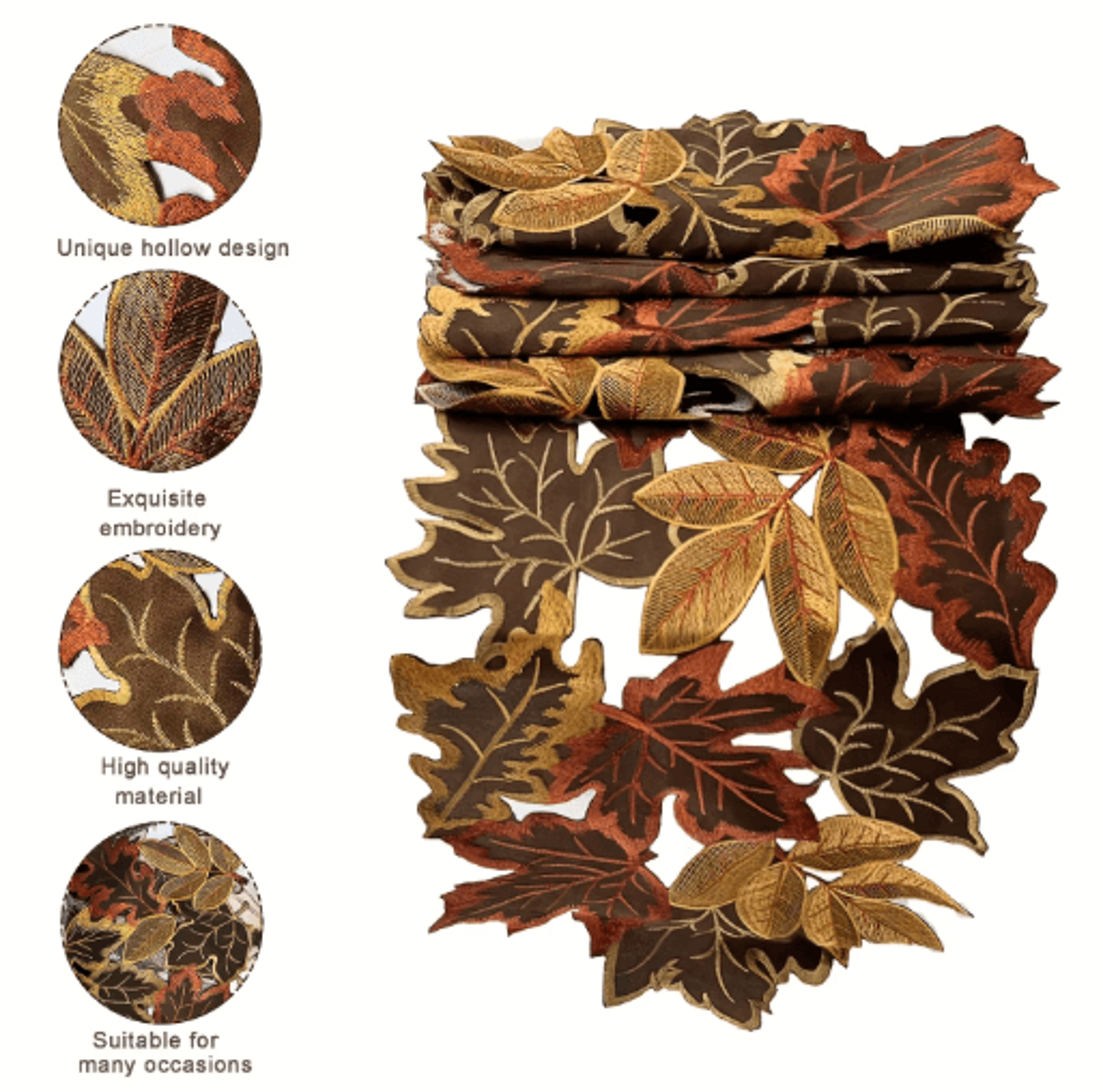 Embroidered Maple Leaf Table Runner  Rustic Autumn Farmhouse Thanksgiving Decor 7