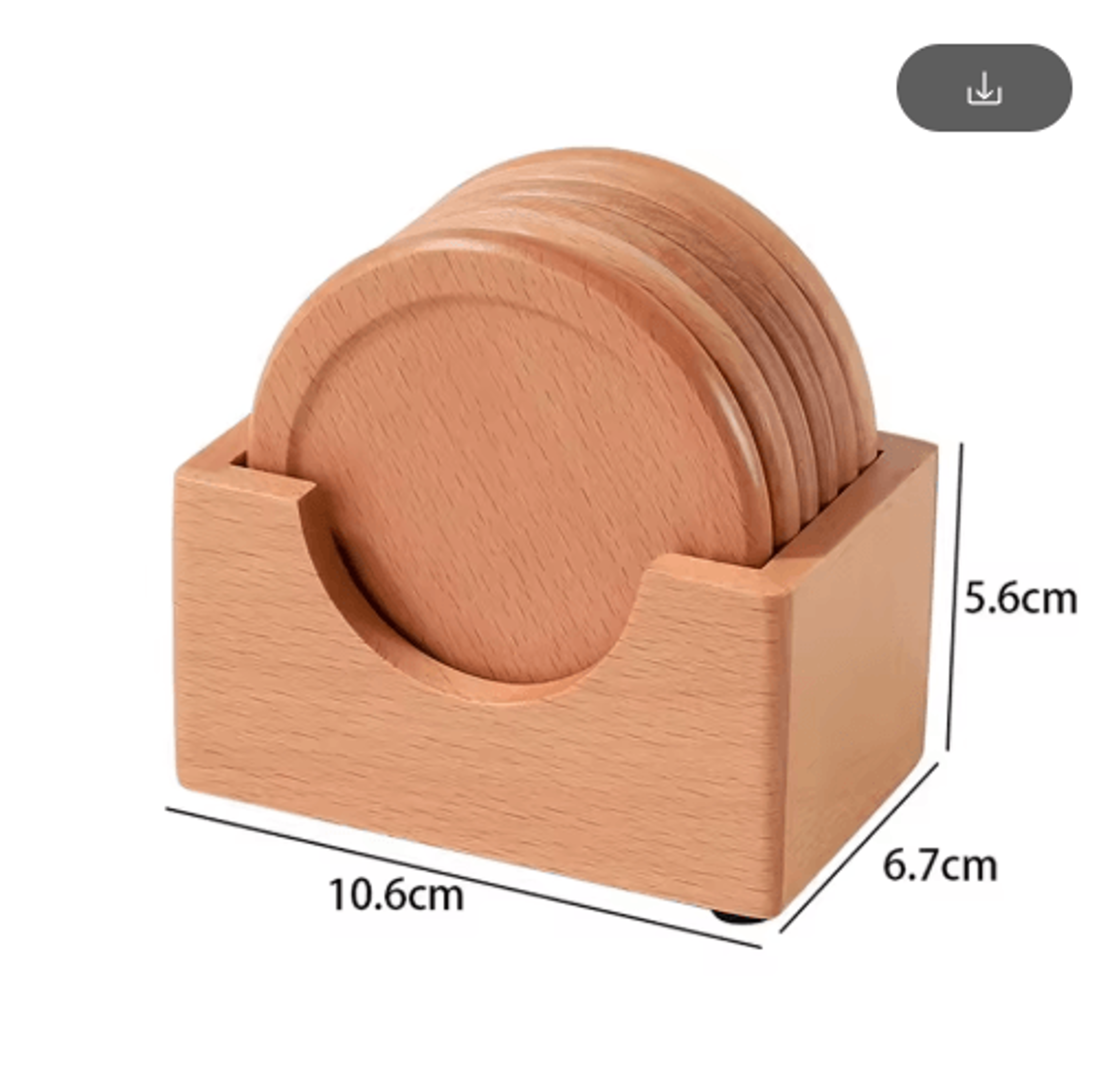 6Piece Walnut Wood Coasters Set  Round Japanese Style Insulated Drink Coasters 1