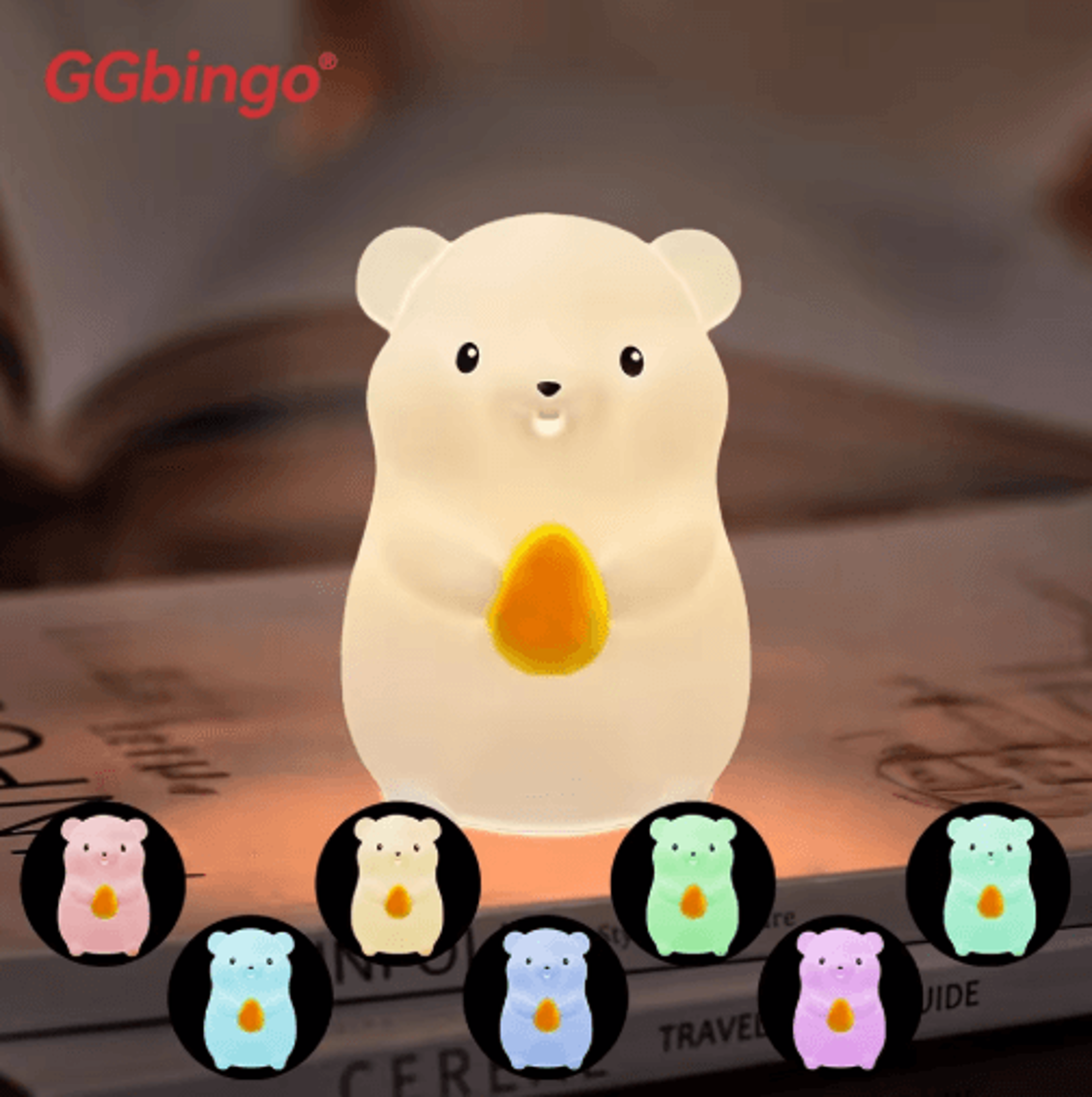 Cute Pear Duck Night Light  7Color Touch Control USB Rechargeable Silicone Lamp 3