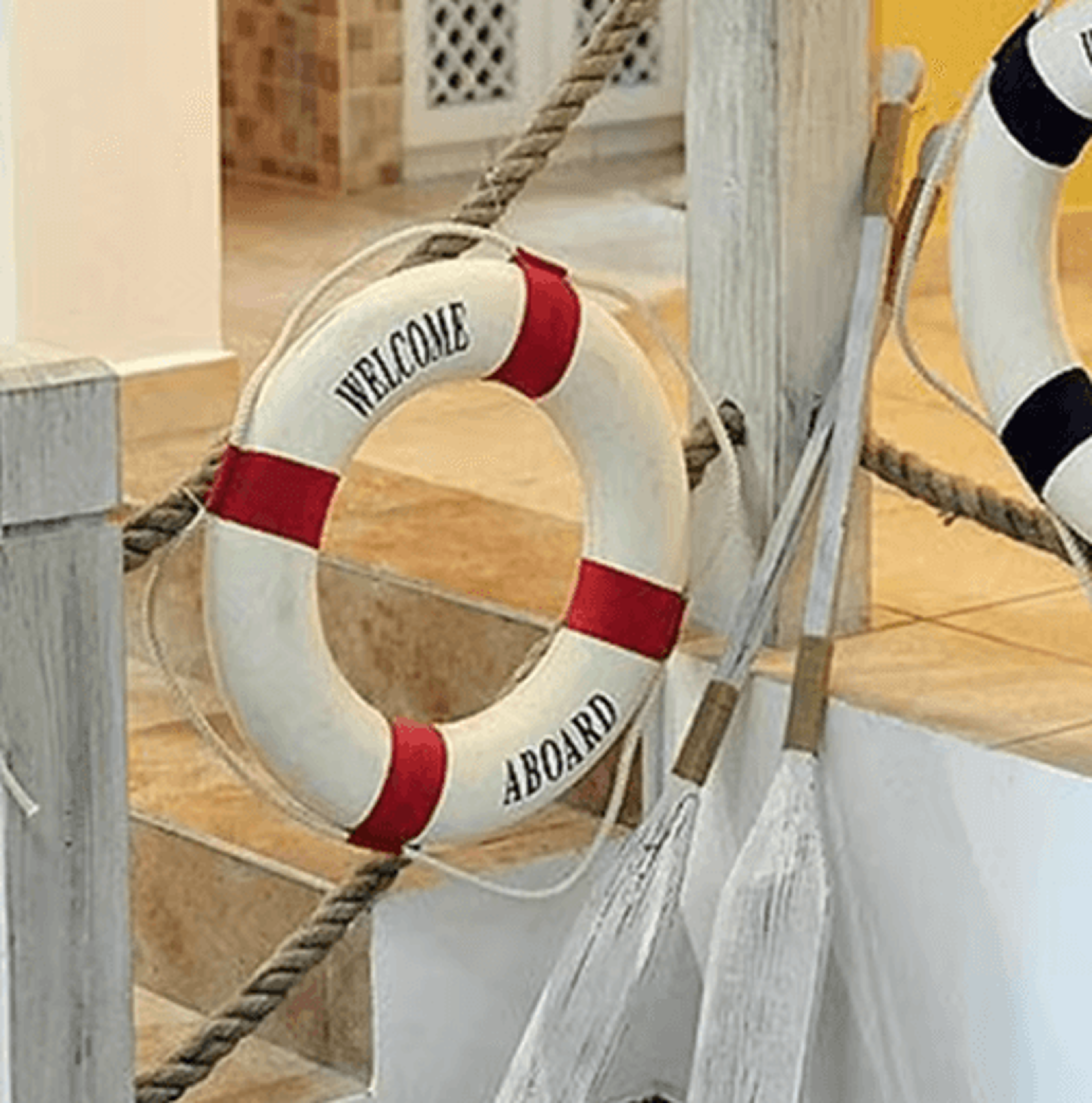Nautical Life Buoy Wall Decor  Red  Blue Coastal Beach House Accent 4