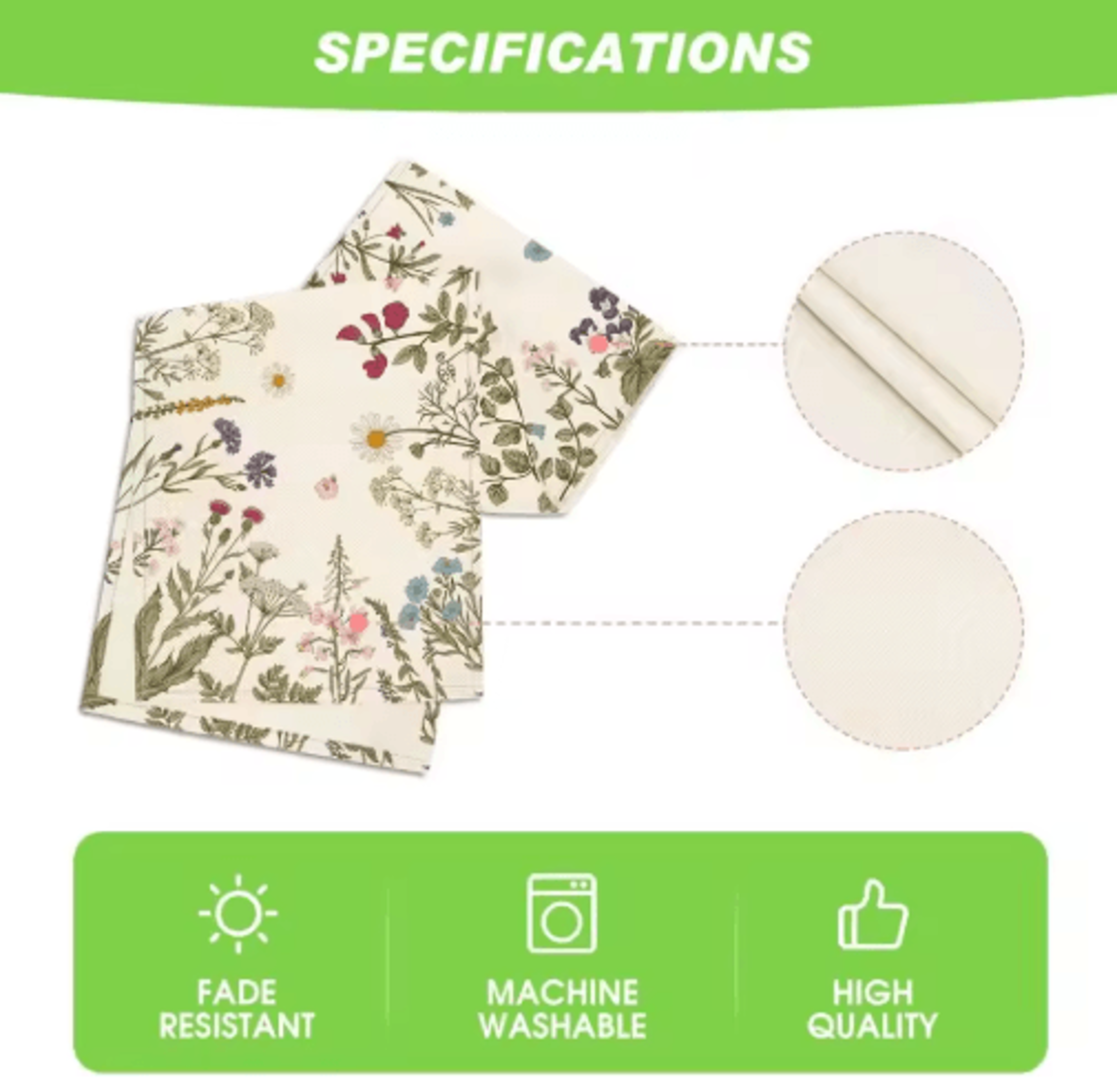 Spring Daisy Linen Table Runner  Fresh Floral Farmhouse  Wedding Table Decor 2