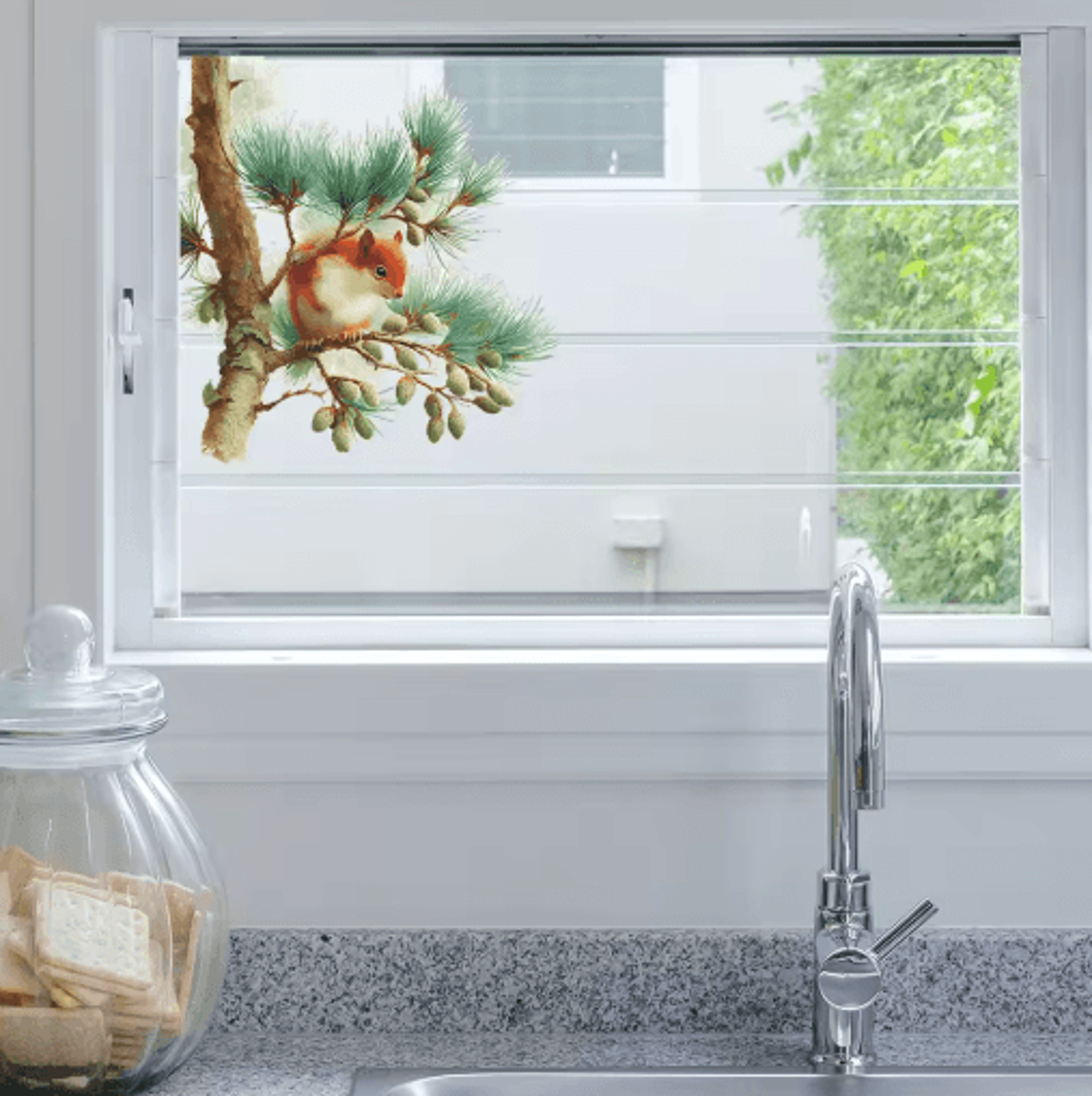 Squirrel Forest Wall Sticker  Cute Animal Window  Bedroom SelfAdhesive Decal 2