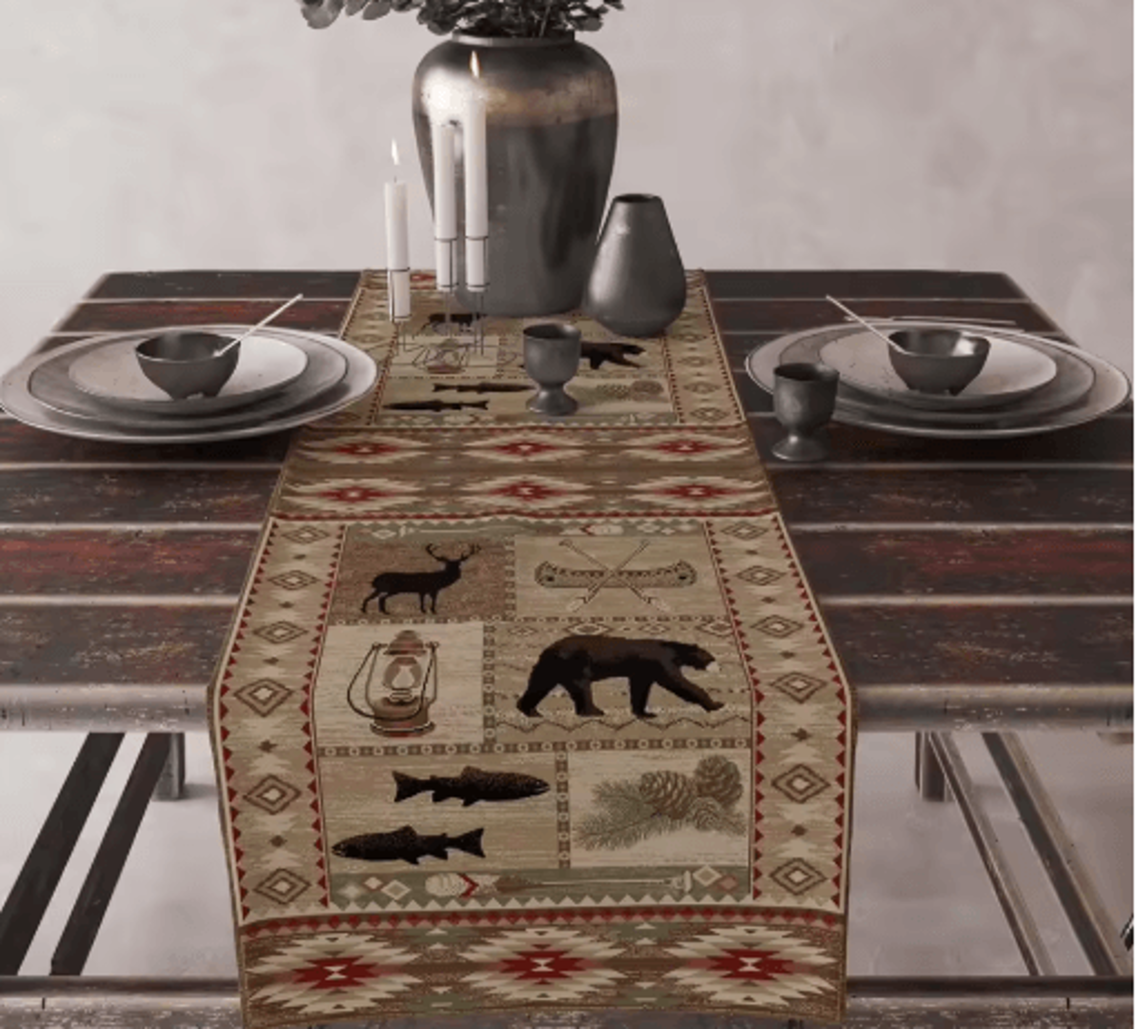 Aztec Boho Tribal Linen Table Runner Geometric Dining Table Decor 3