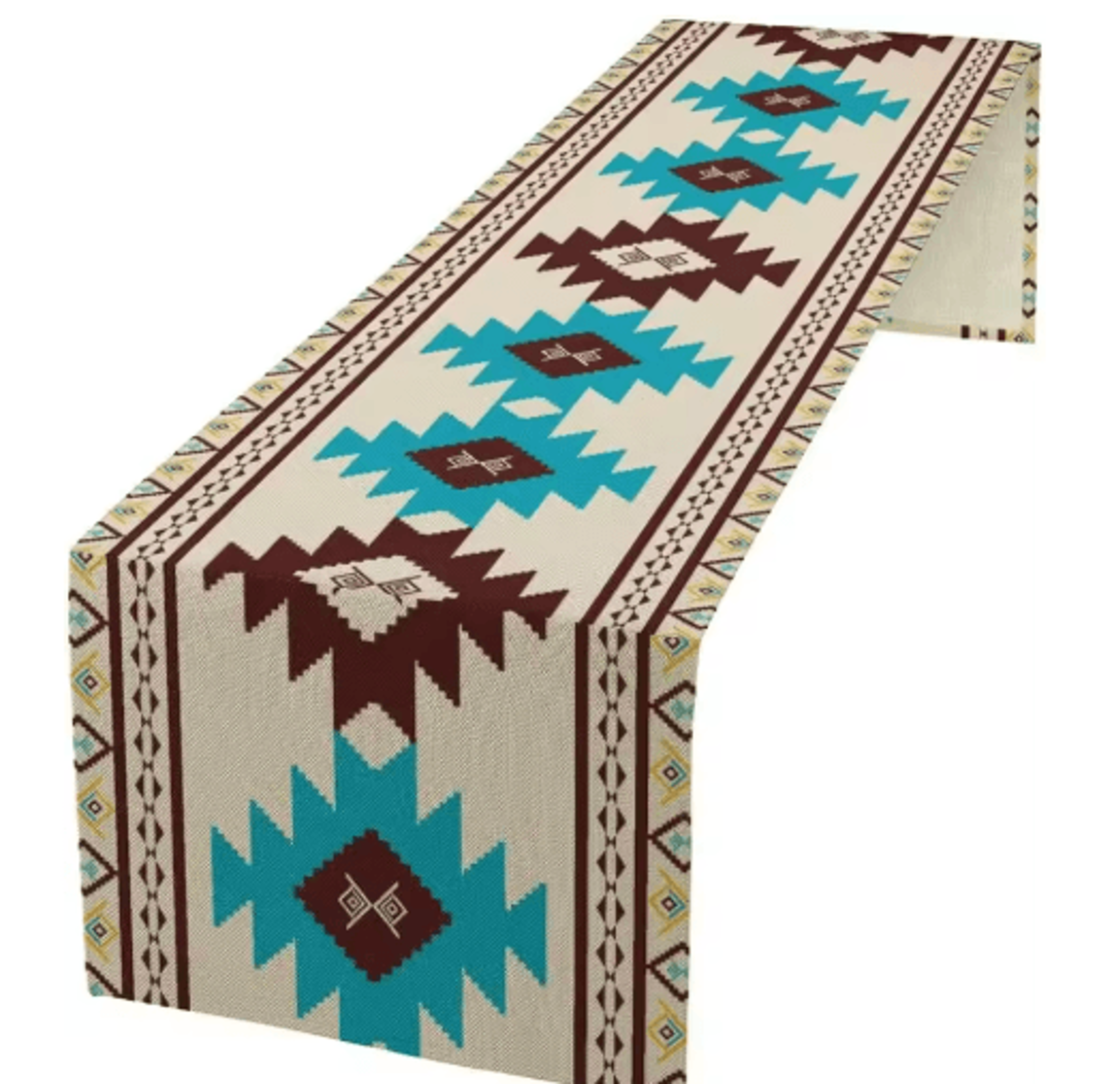 Aztec Boho Tribal Linen Table Runner Geometric Dining Table Decor 15