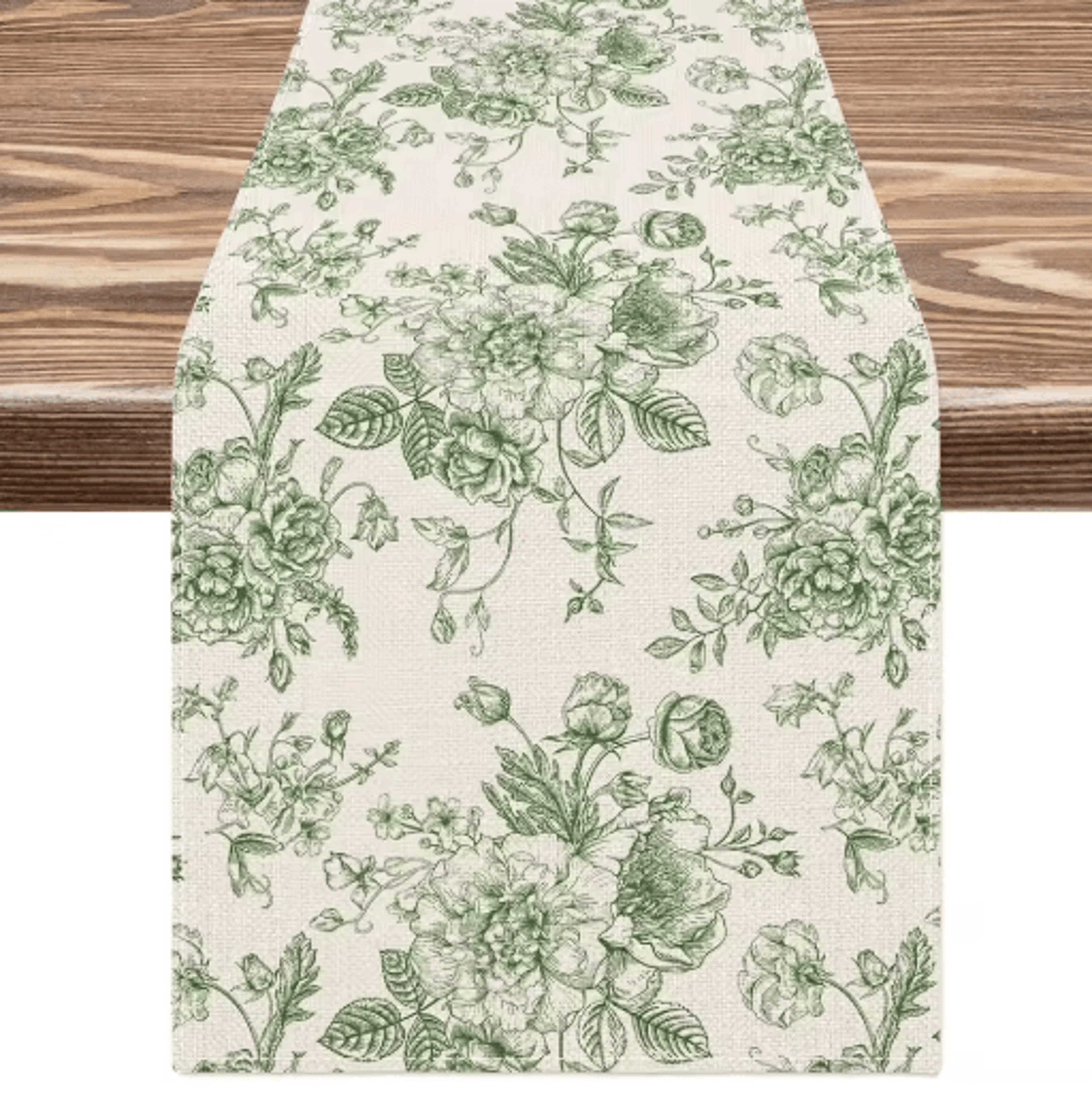 Chinoiserie Blue Floral Linen Table Runner Elegant Dining  Holiday Table Decor 2
