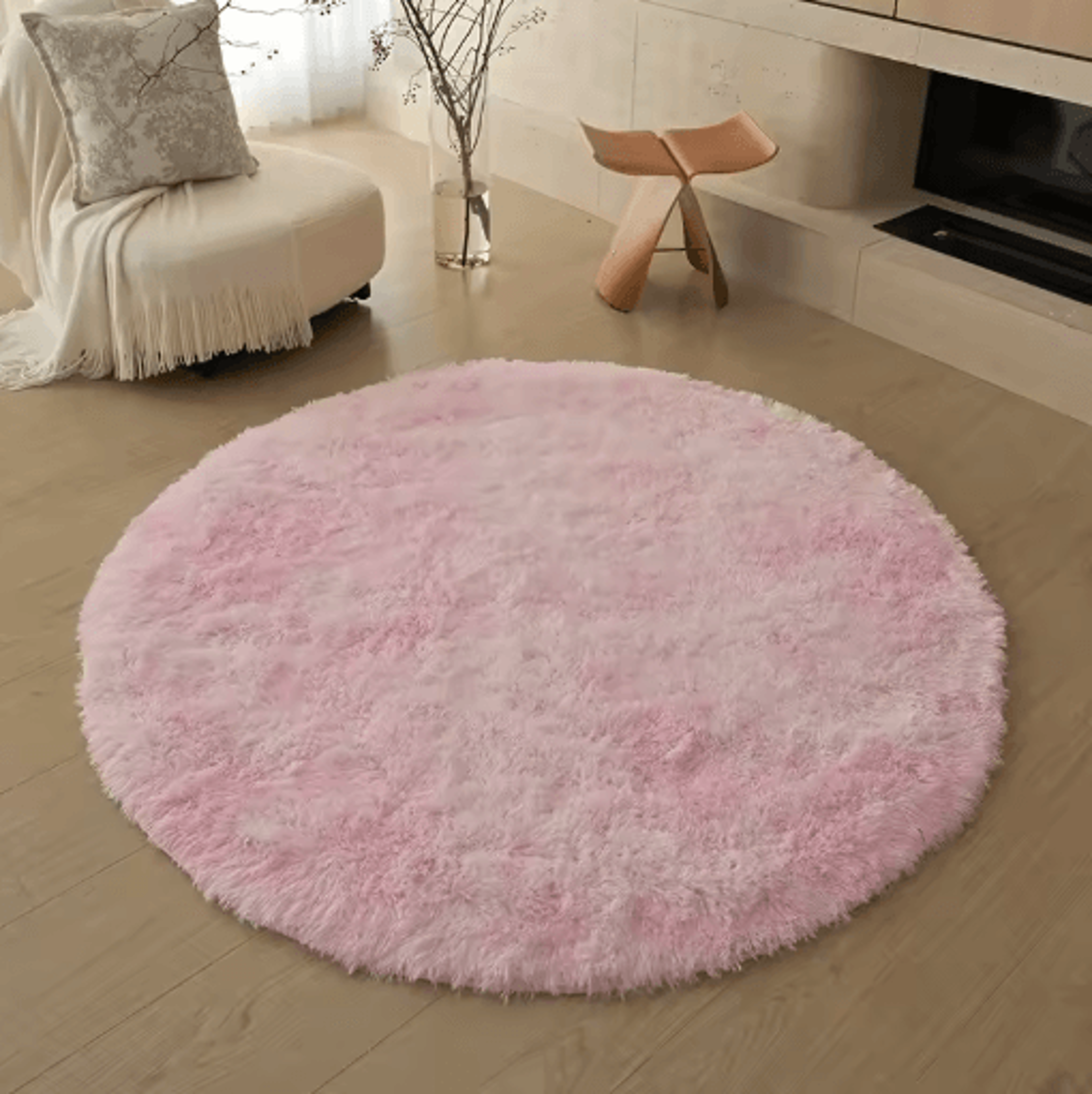 Soft Round Plush Rug For Kids Bedroom Fluffy Nursery Play Mat Carpet 1