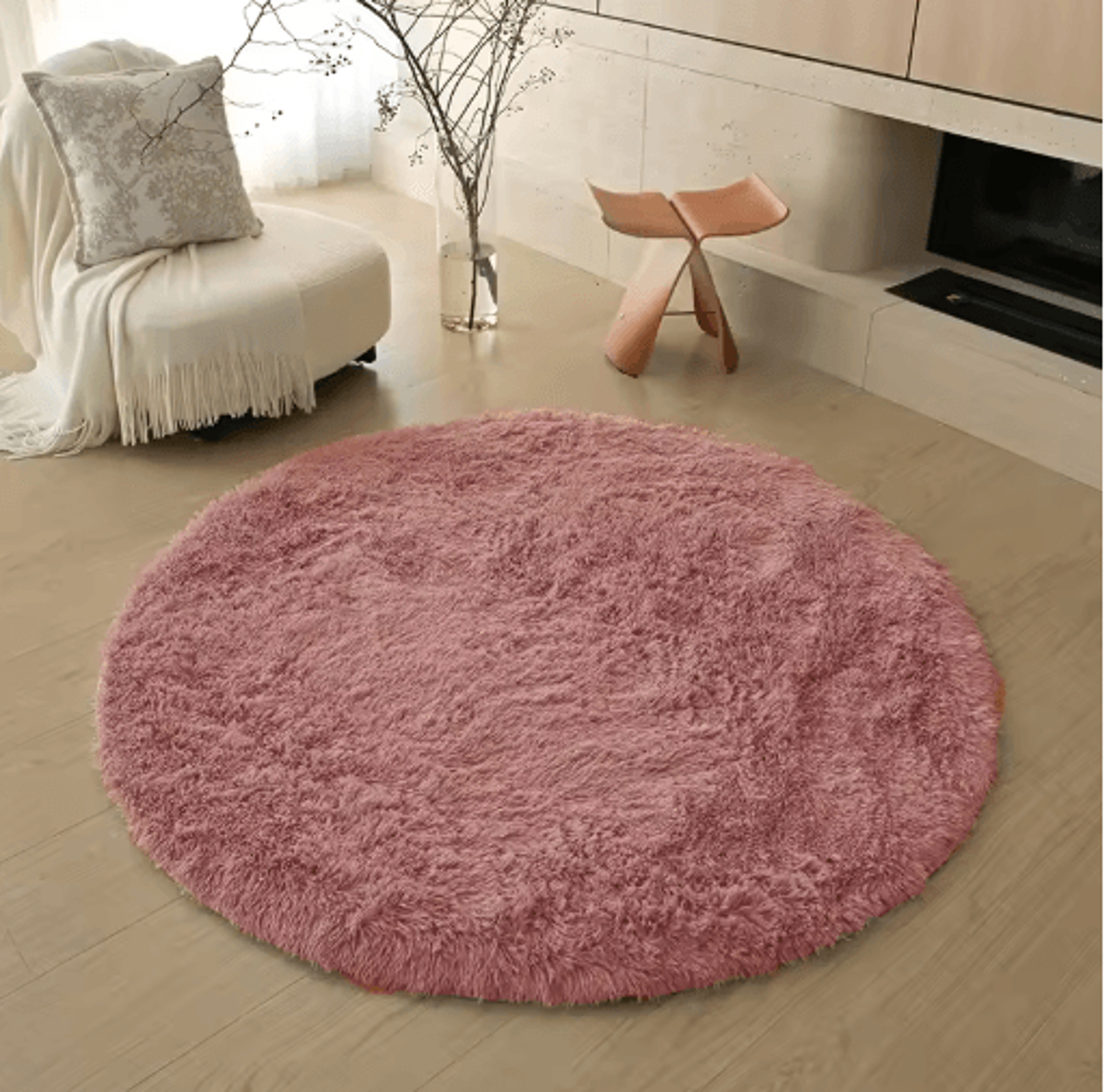 Soft Round Plush Rug For Kids Bedroom Fluffy Nursery Play Mat Carpet 6