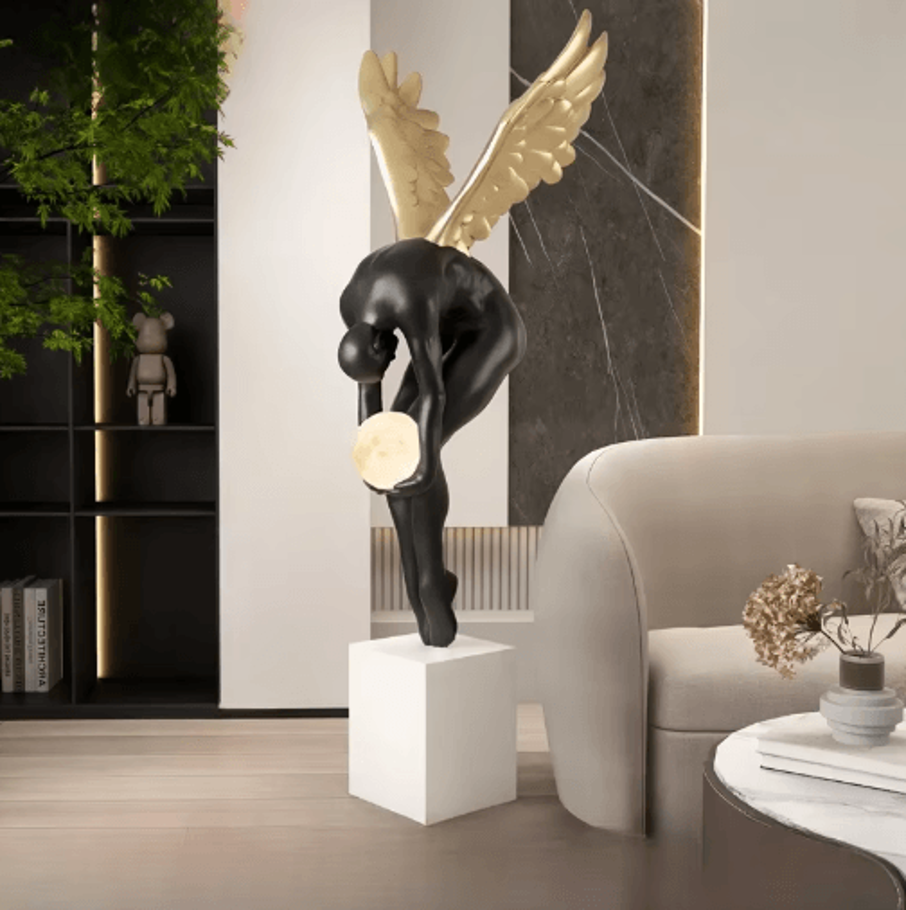 Luminous Wing Sculpture  Modern Nordic Resin Wing Statue For Living Room Decor 7