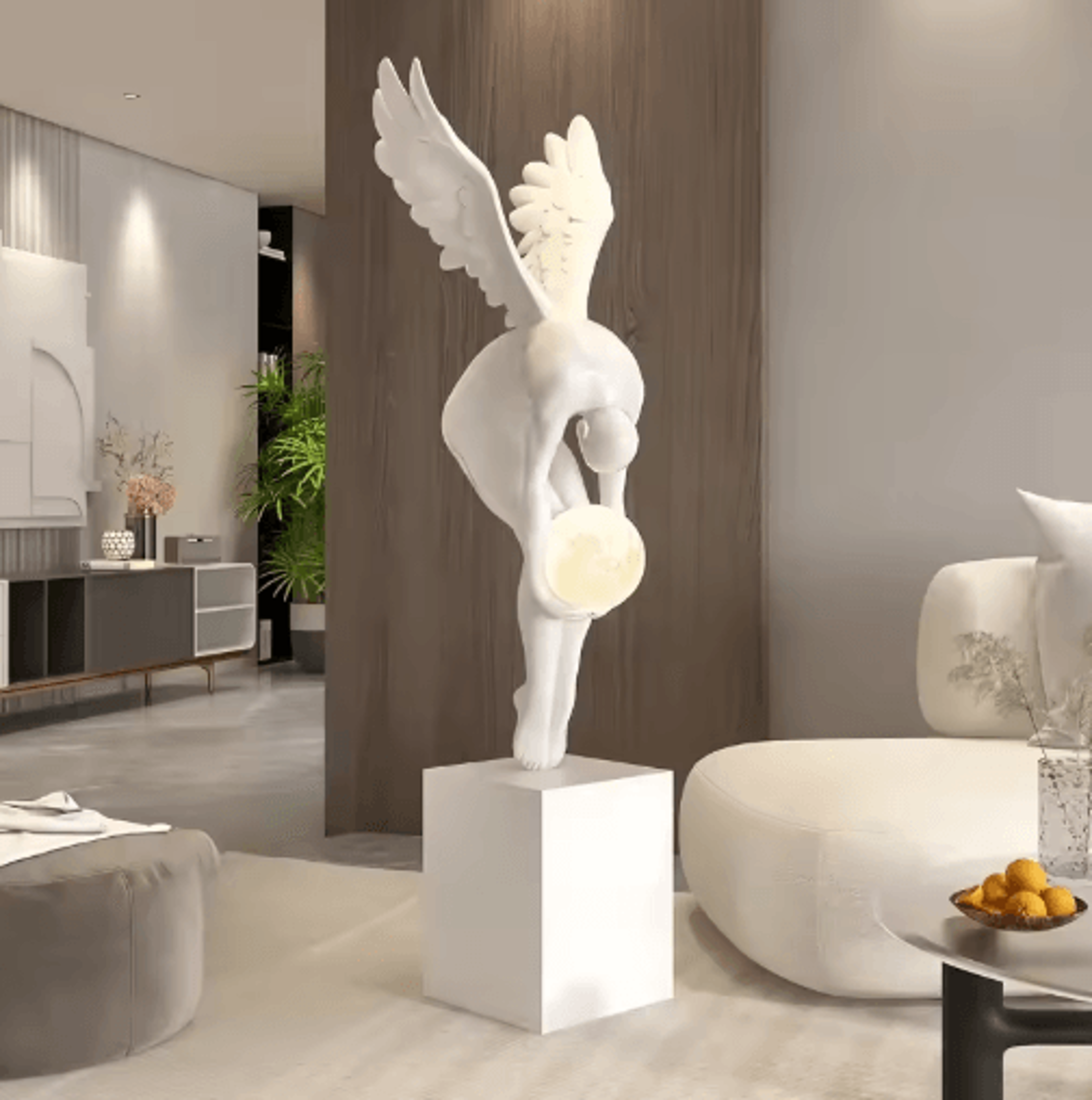 Luminous Wing Sculpture  Modern Nordic Resin Wing Statue For Living Room Decor 0