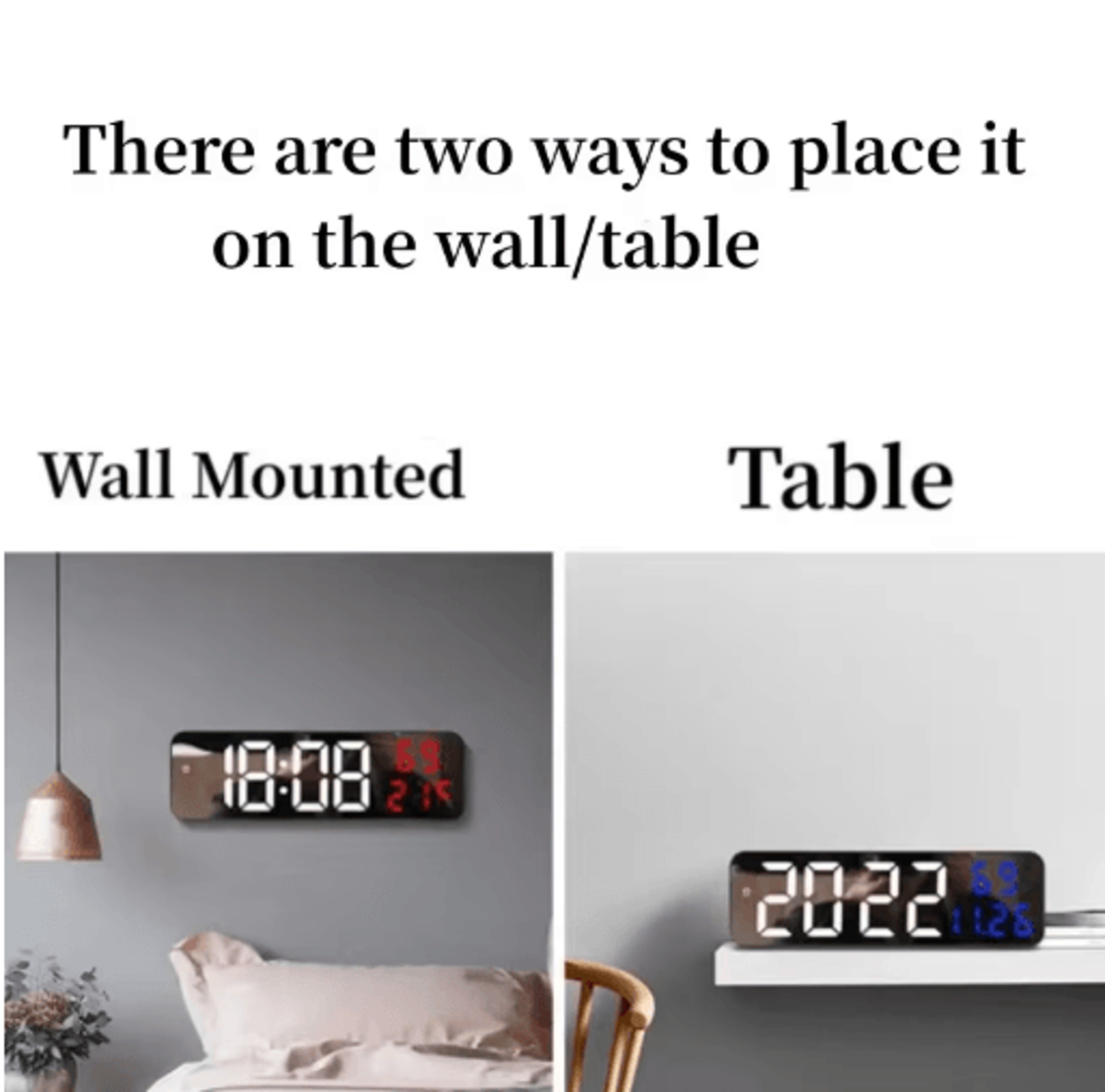 9Inch LED Digital Wall Clock  Smart Large Digital Clock With Temperature  Humidity Display 7