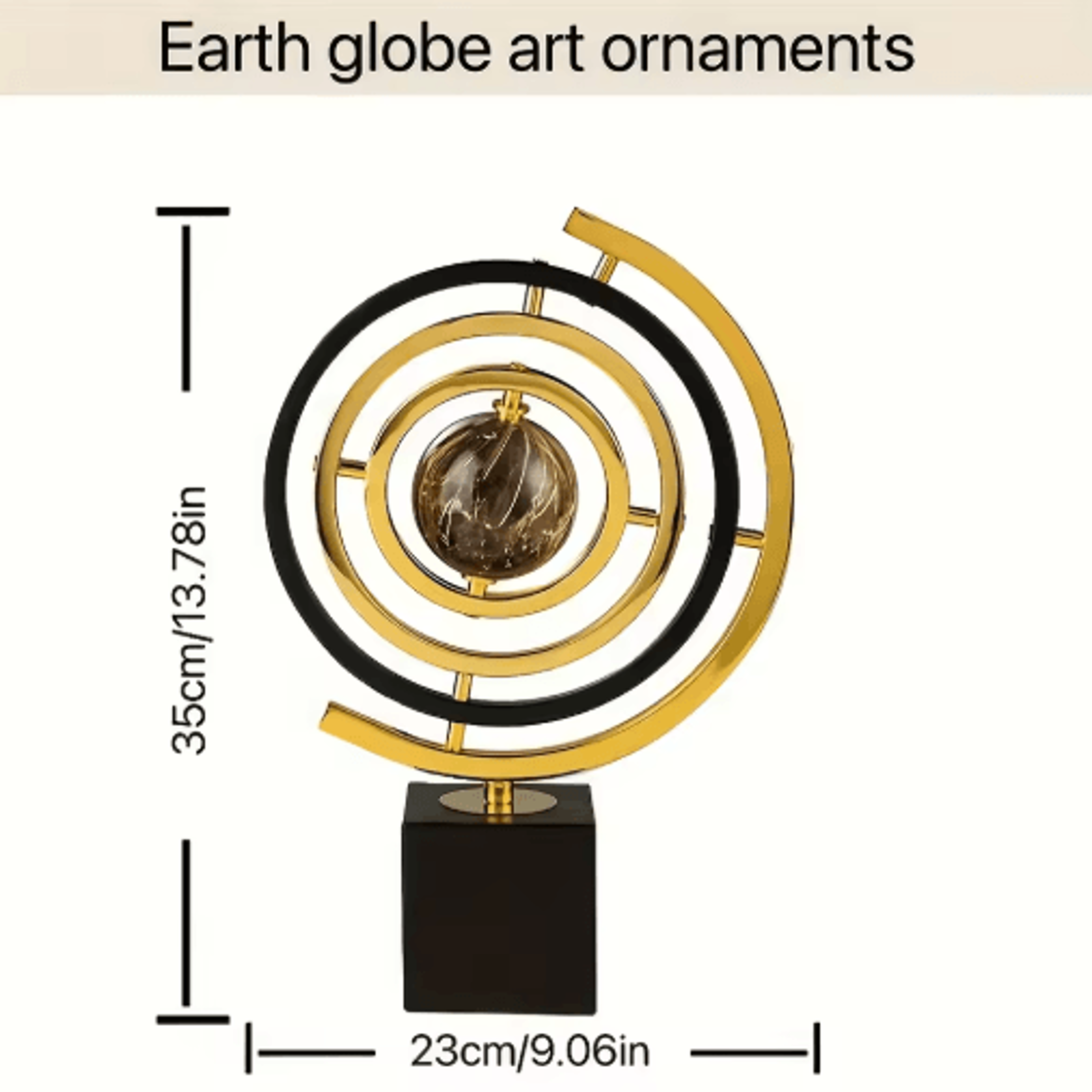 Modern Black  Gold Globe Sculpture  Elegant Abstract Globe Decor For Home  Office 2