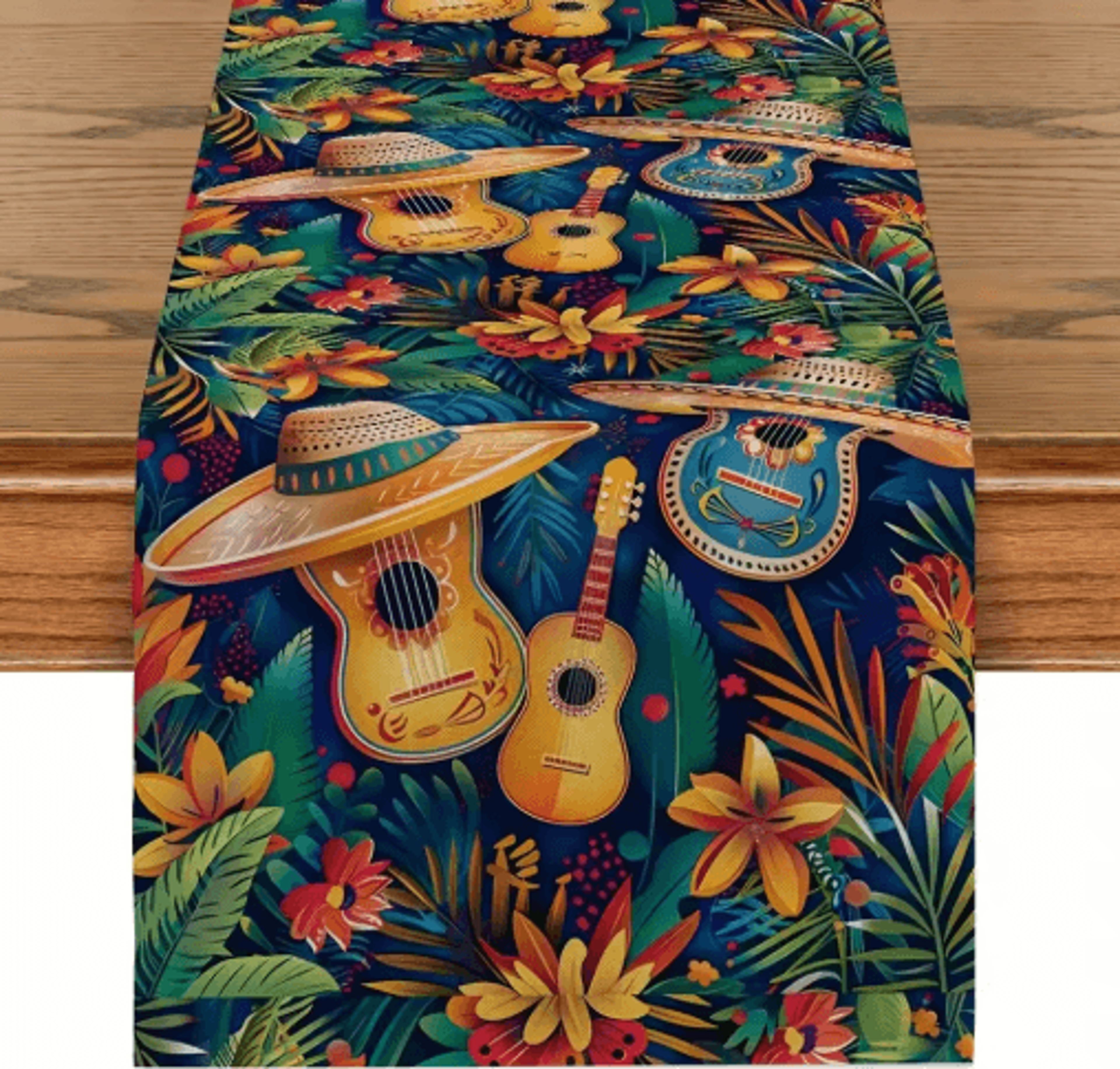 Mexican Fiesta Table Runner  Vibrant Mexican Table Runner With Cactus  Floral Print 2