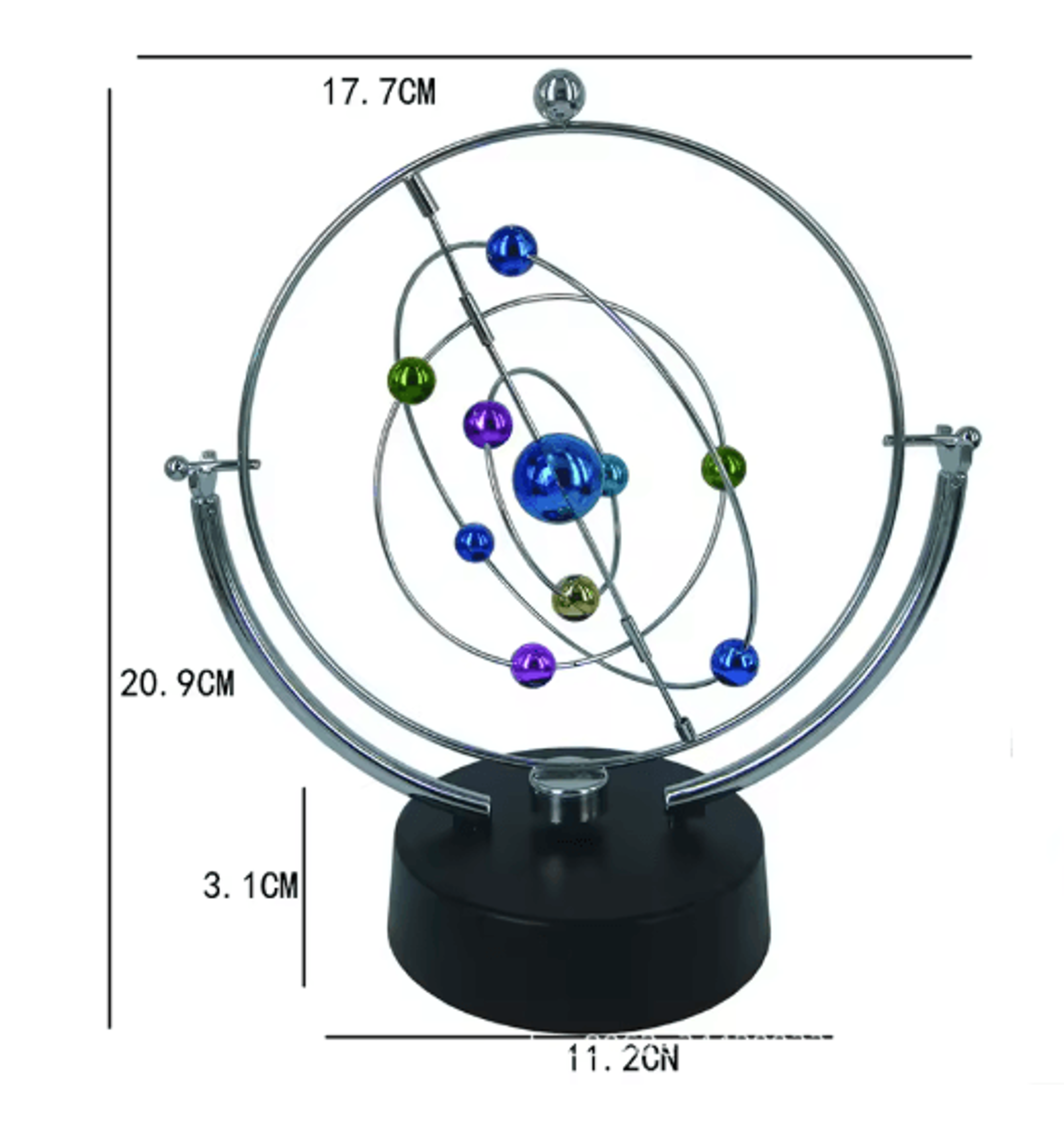 Celestial Perpetual Motion Desk Toy Kinetic Orbital Globe Sculpture 3
