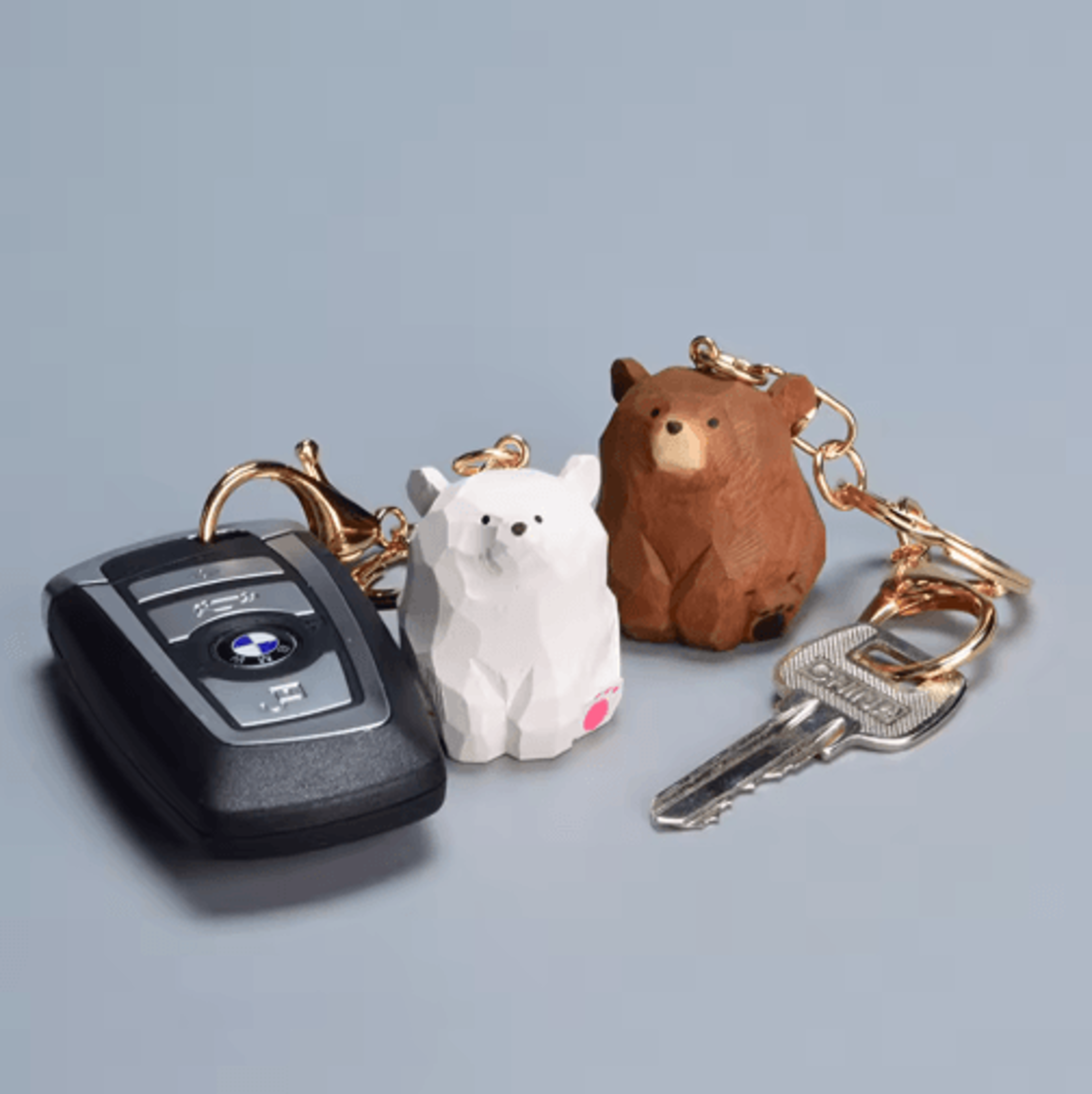 Cute Wooden Bear Keychain Cartoon Animal Couple Pendant 5