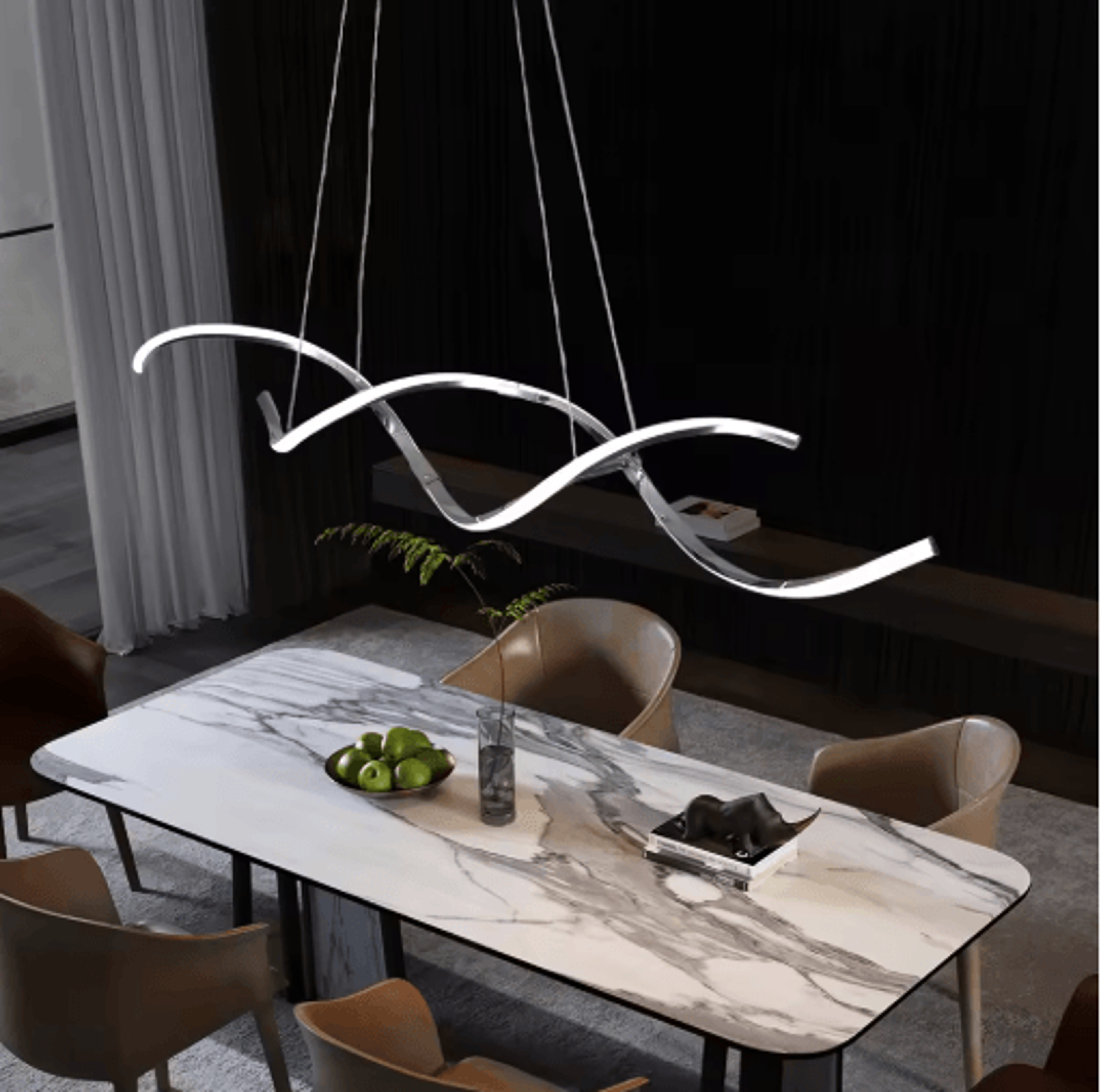 Modern LED Chandelier Minimalist Linear Pendant Light For Dining  Living Spaces 7