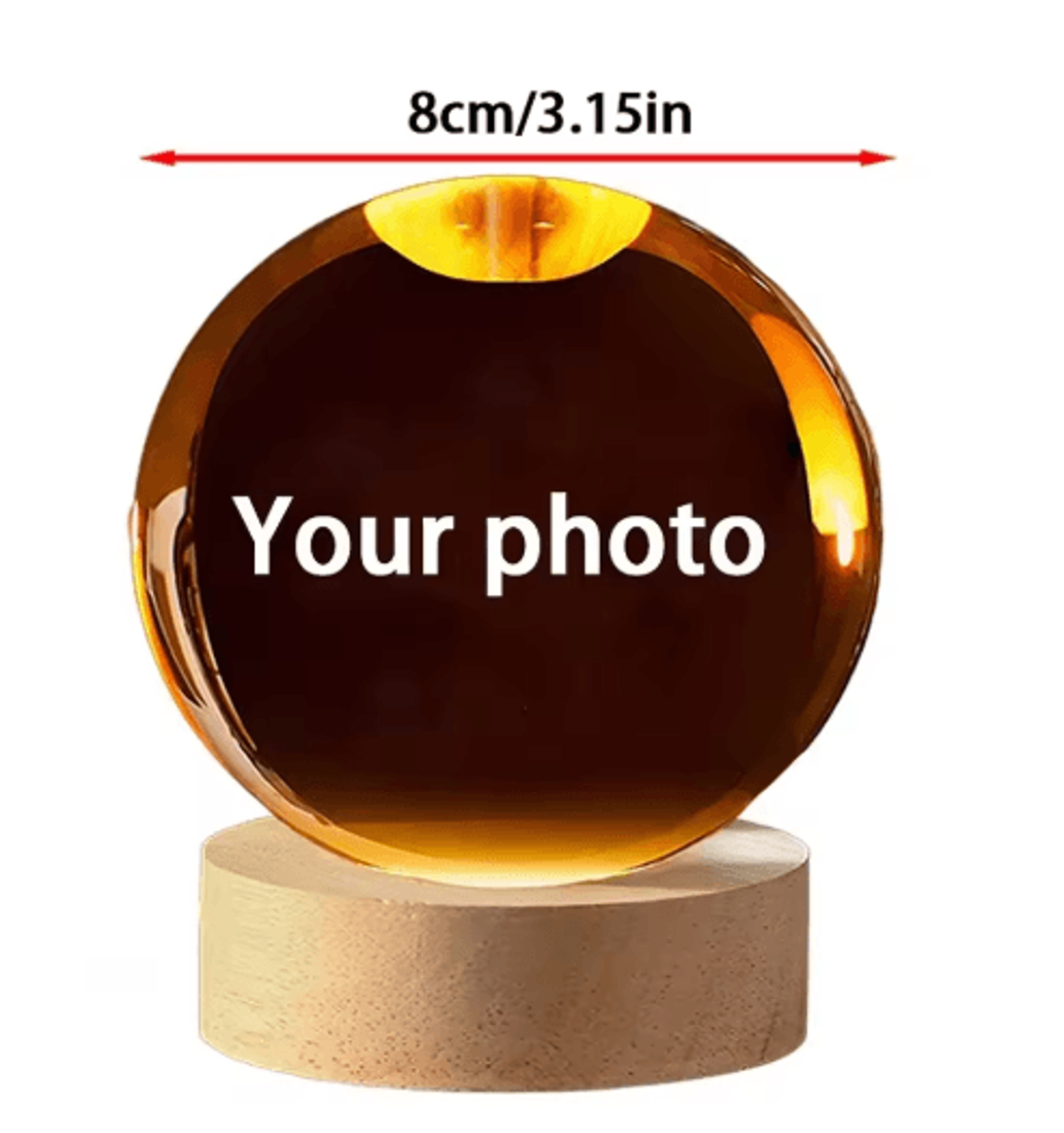 Personalized Custom Crystal Ball Night Light LED Photo Keepsake Lamp 1