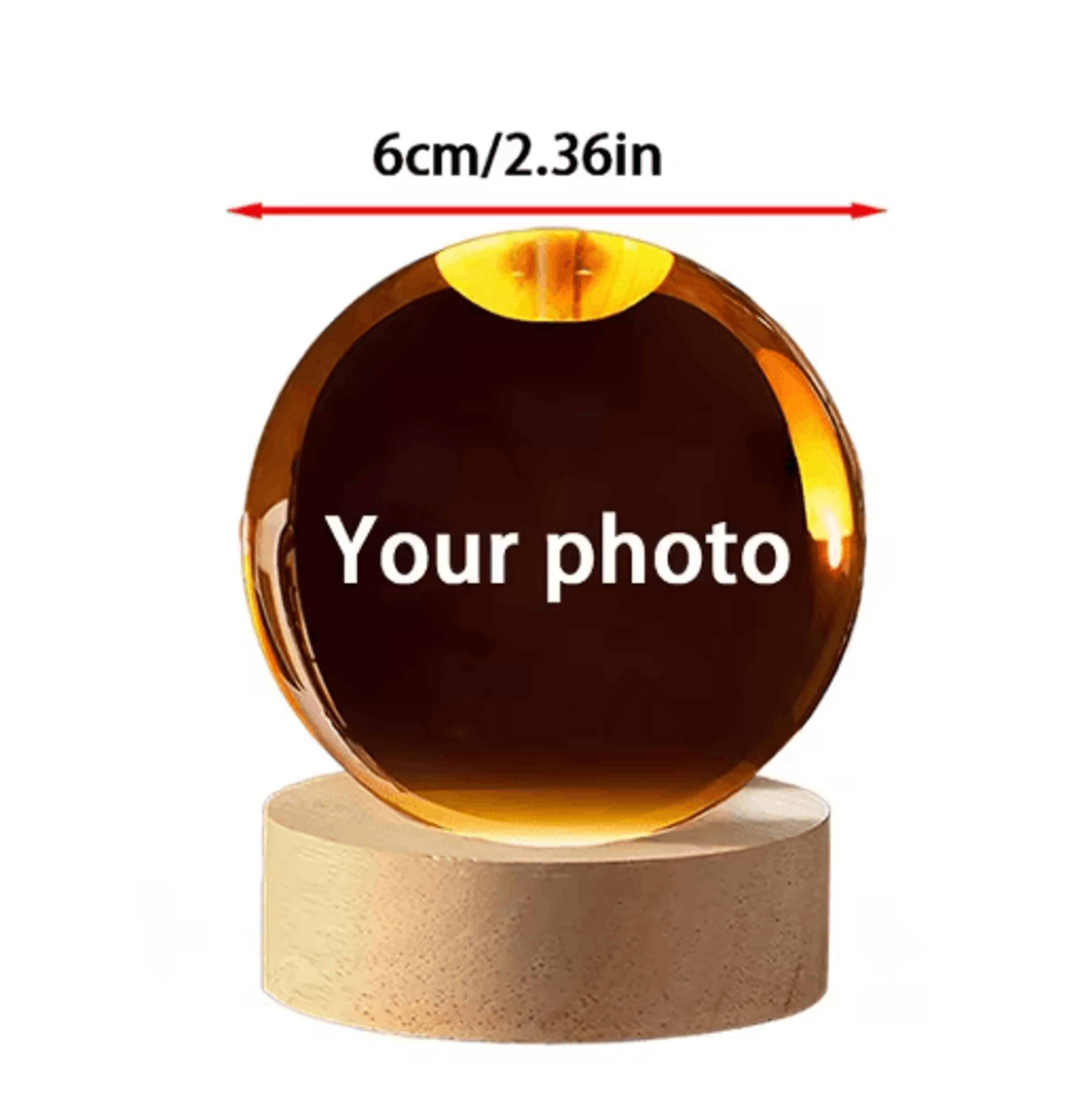 Personalized Custom Crystal Ball Night Light LED Photo Keepsake Lamp 2
