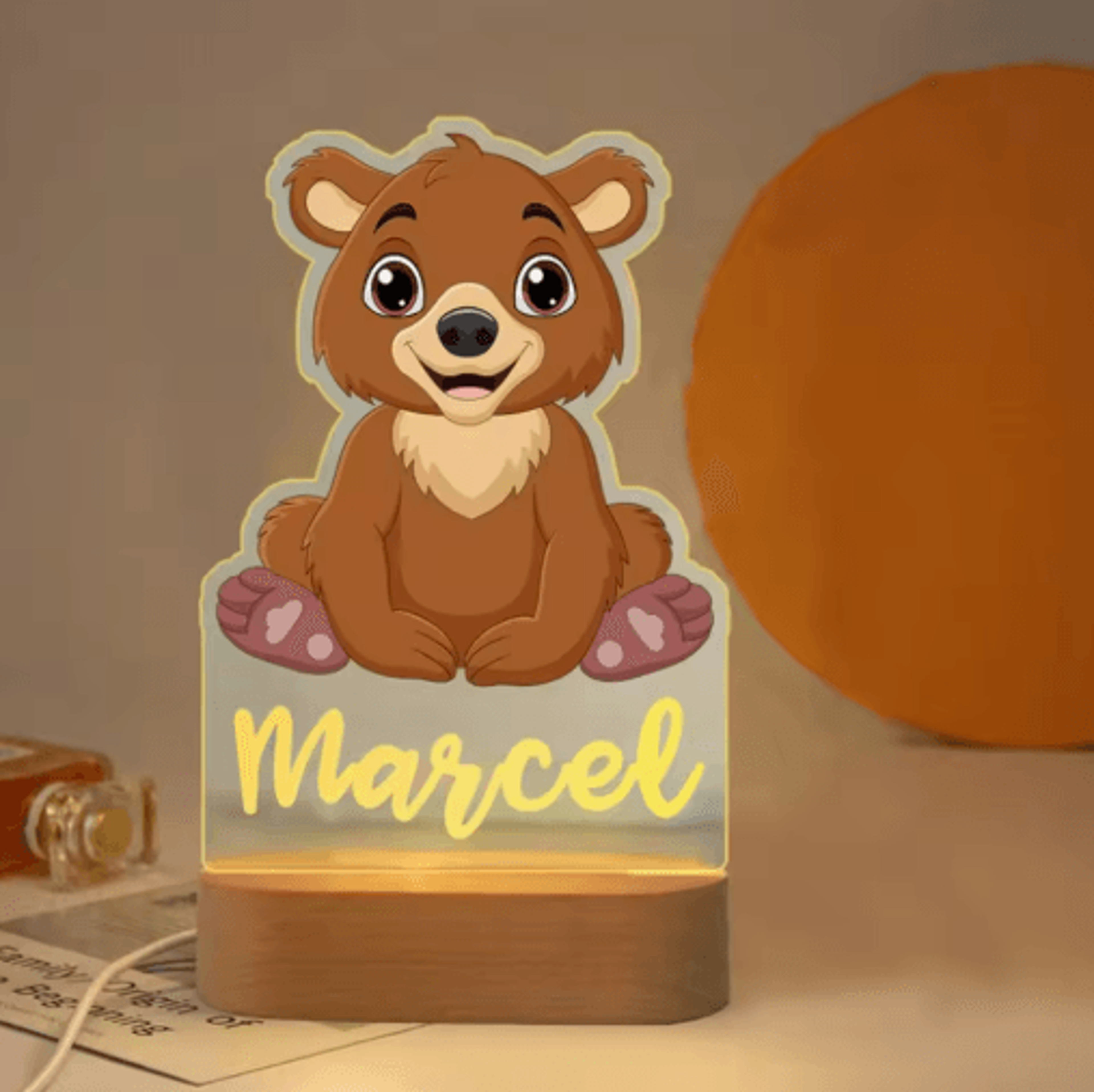 Personalized Custom Name Night Light Acrylic USB LED Lamp For Kids 4