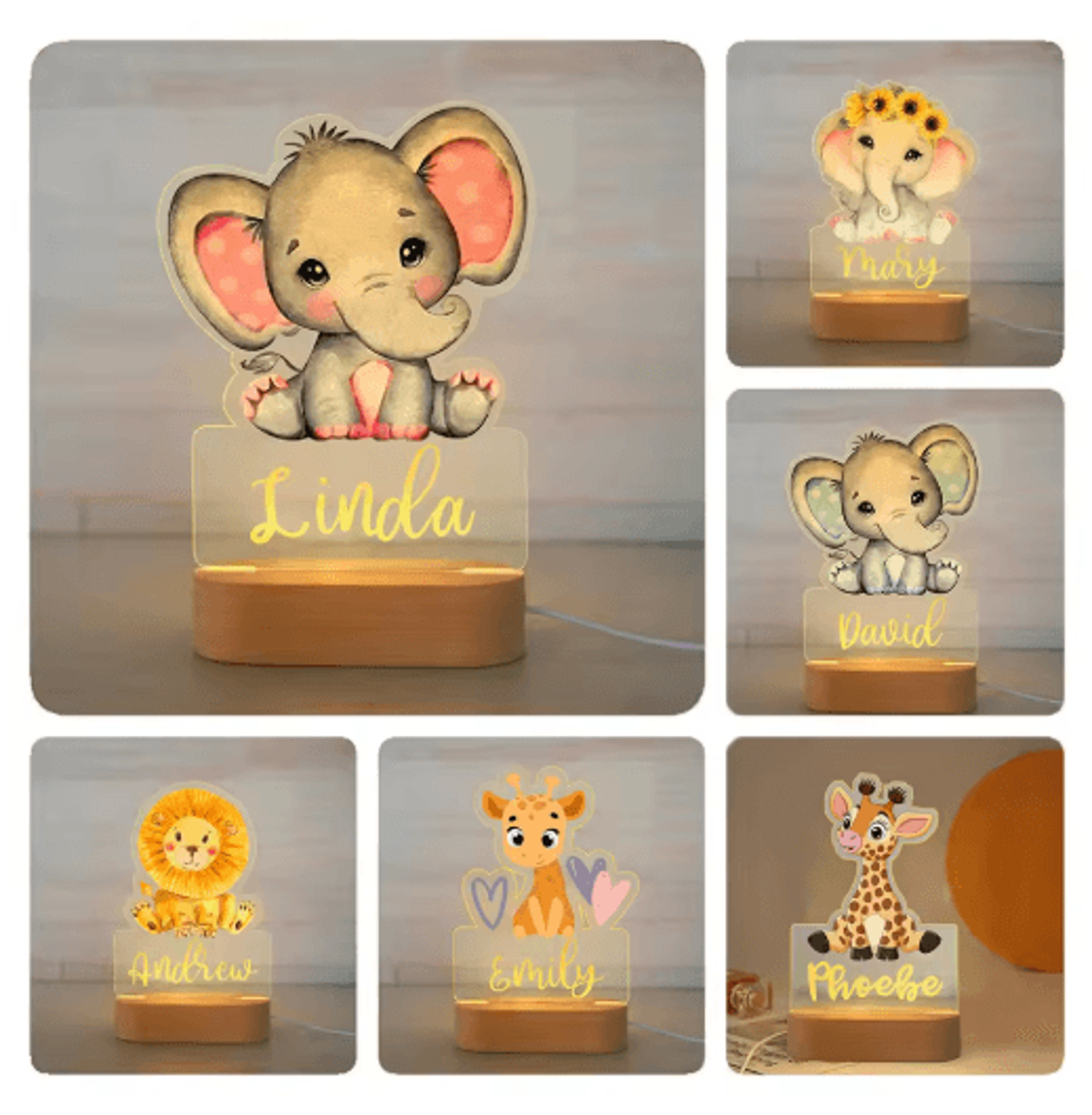 Personalized Custom Name Night Light Acrylic USB LED Lamp For Kids 0