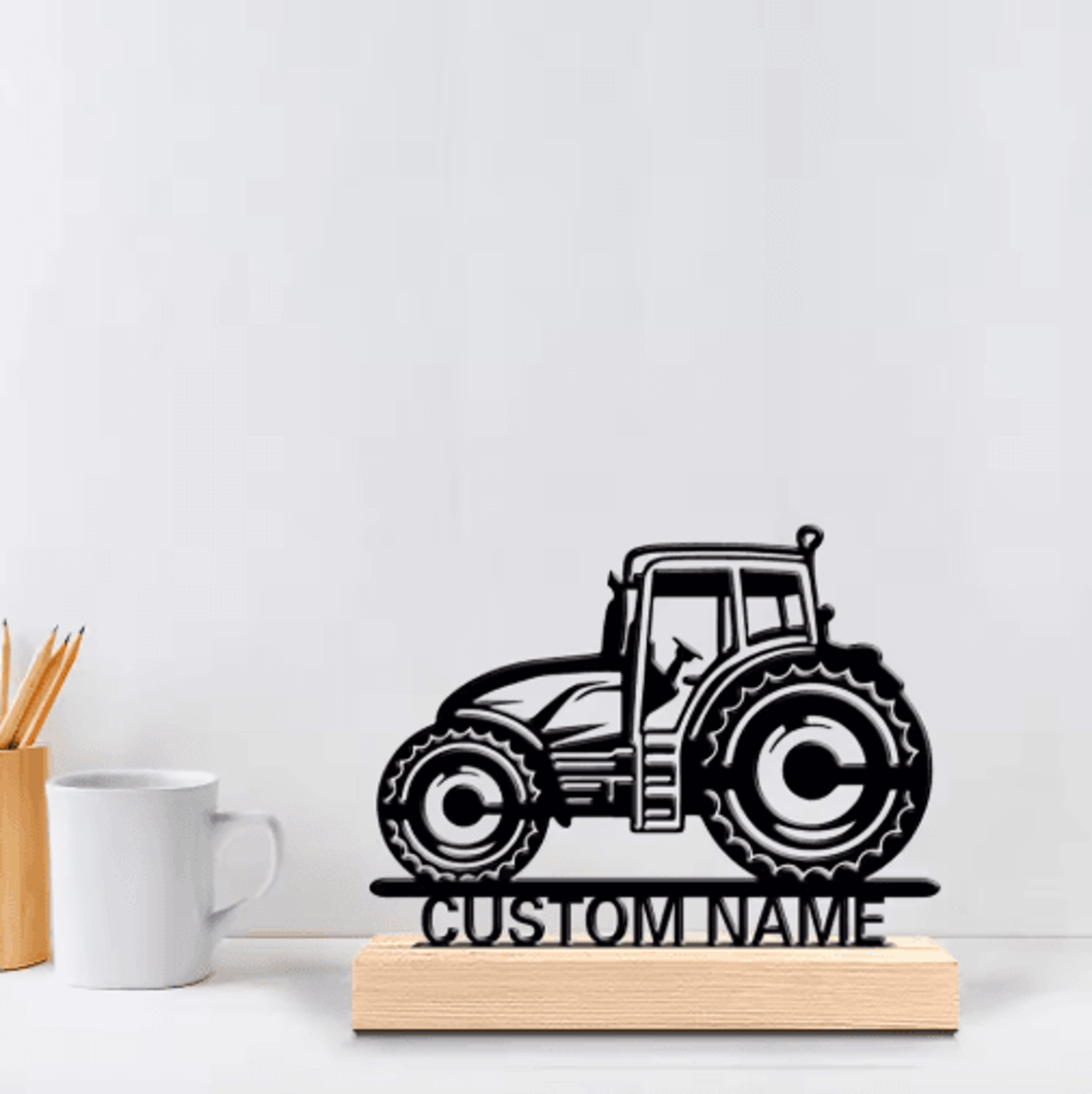 Personalized SUV Metal Art Decor Custom Tabletop Sculpture With Wooden Base For Modern Farmhouse St 6