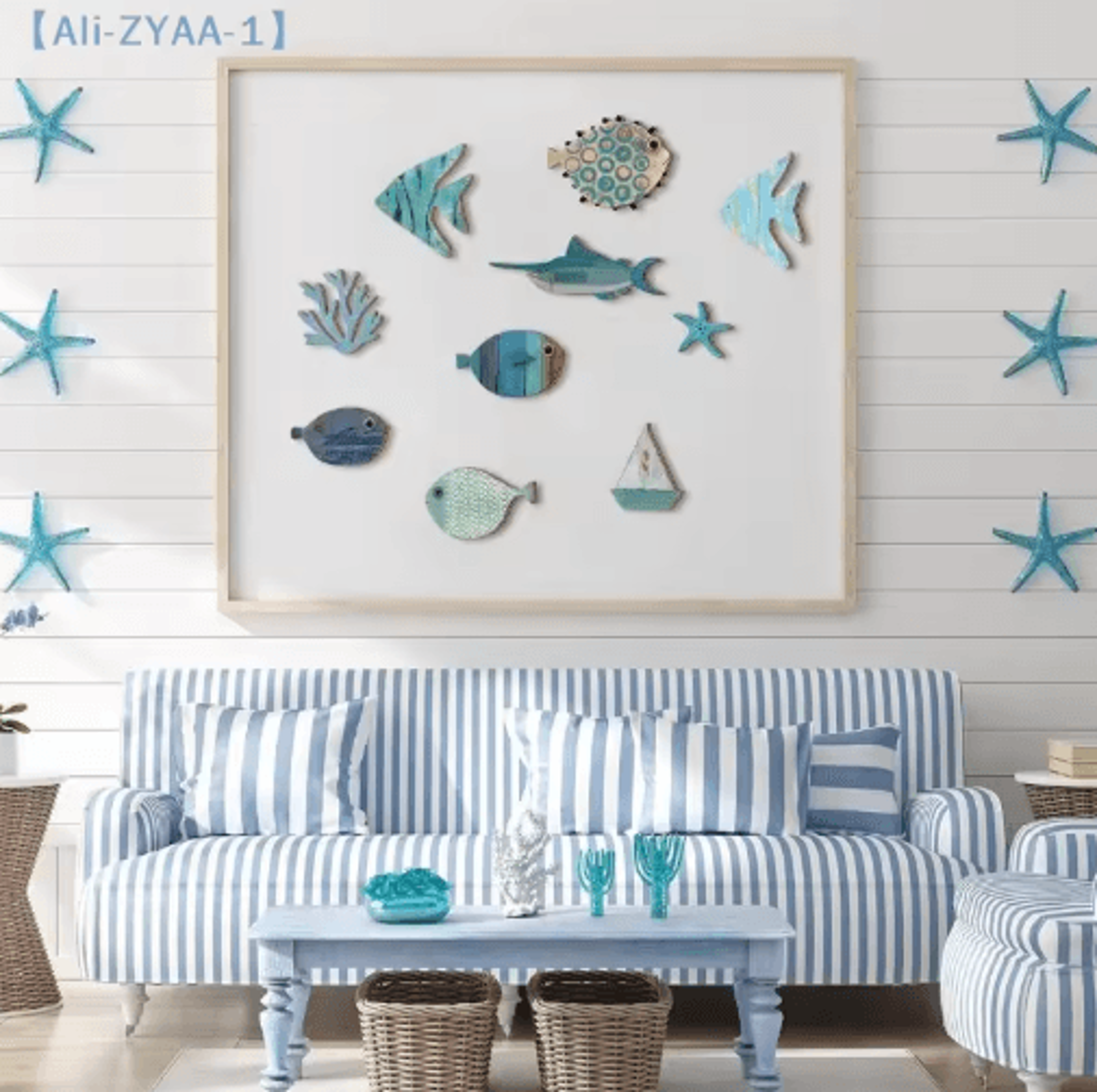 10PCS Wooden Fish Wall Decor Set  Nautical Coastal Art For Beach Bathroom  Home 3