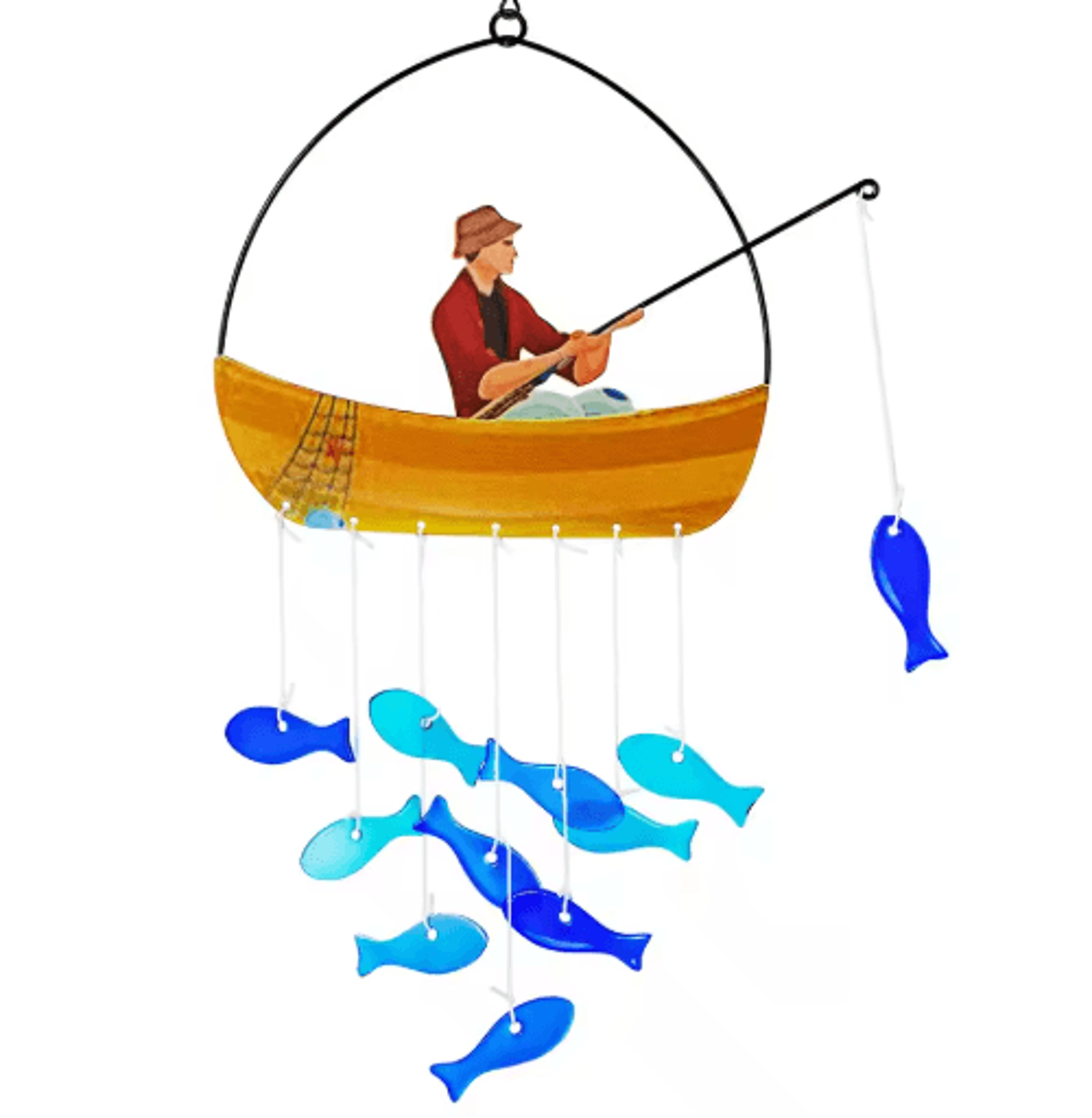21 Blue Sea Glass Fish Wind Chimes  Outdoor Garden Suncatcher Gift For Mom  Women 1