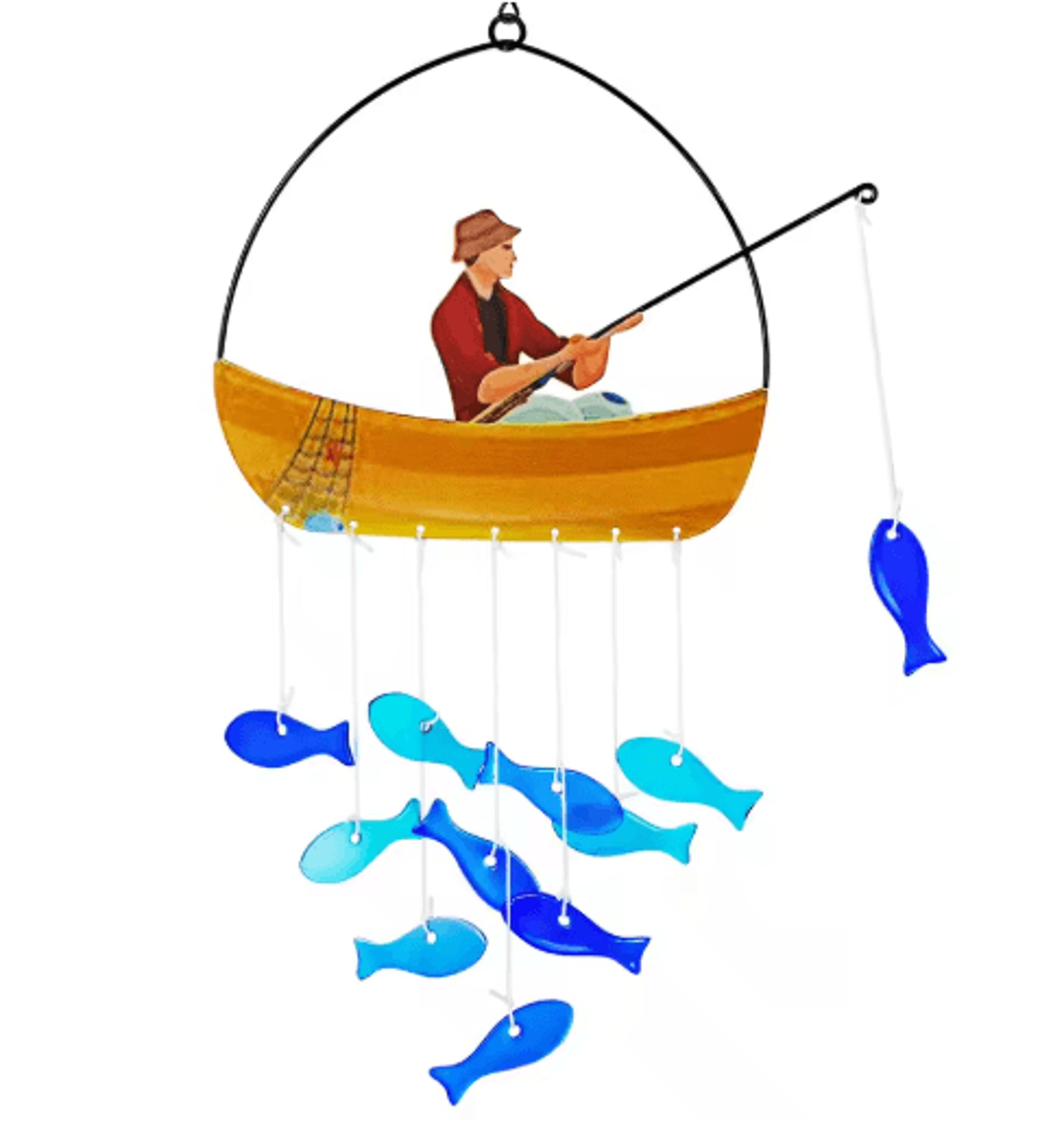 21 Blue Sea Glass Fish Wind Chimes  Outdoor Garden Suncatcher Gift For Mom  Women 0