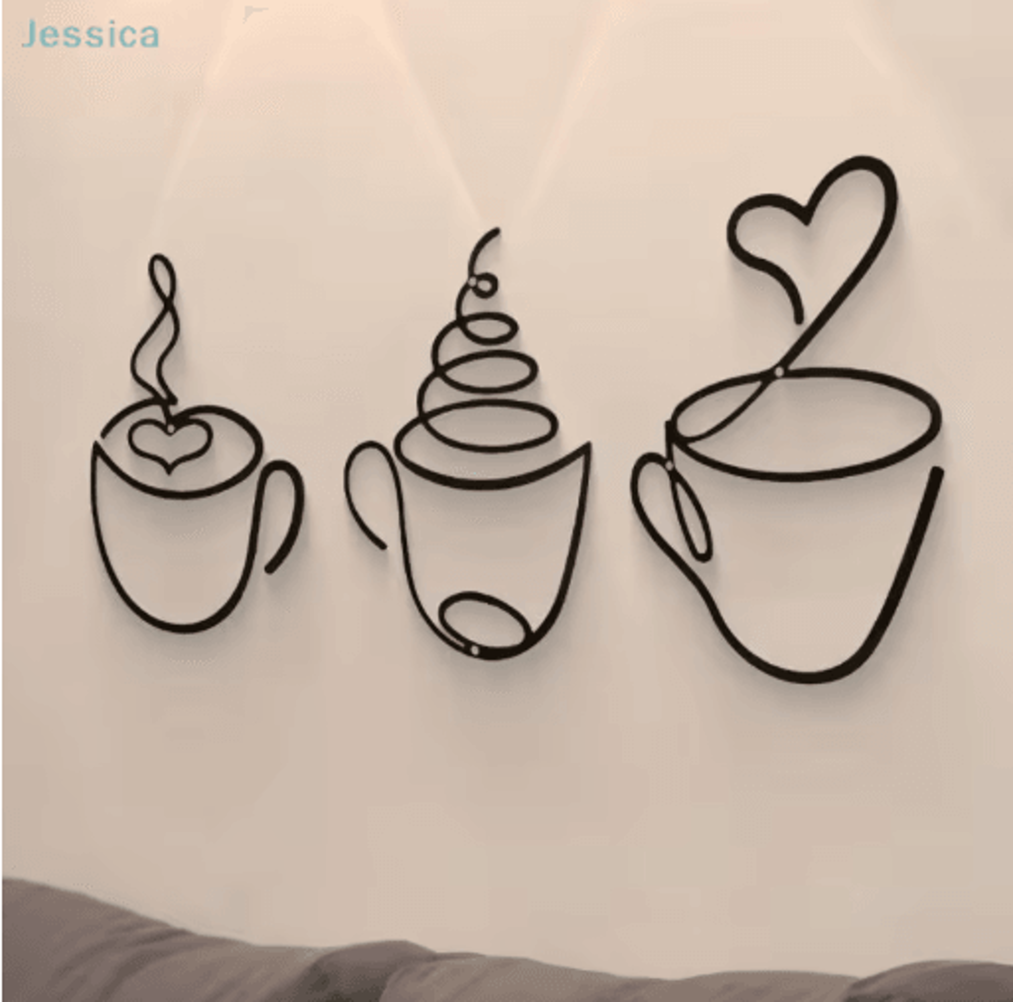 Metal Coffee Cup Wall Art Black Cafe Decor For Kitchen  Coffee Bar 5