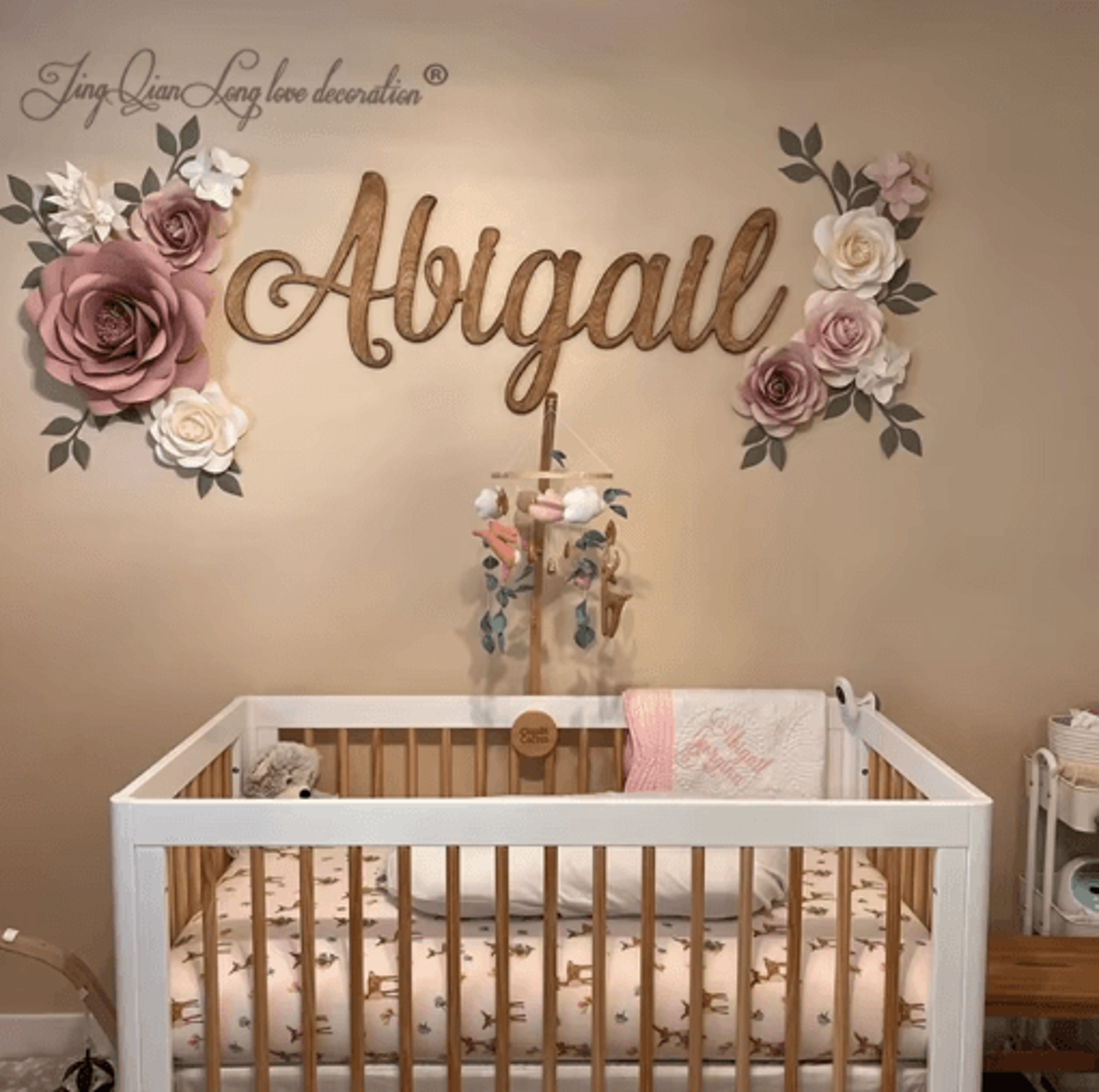Custom Wooden Name Sign Personalized Nursery Wall Decor For Baby Room 0