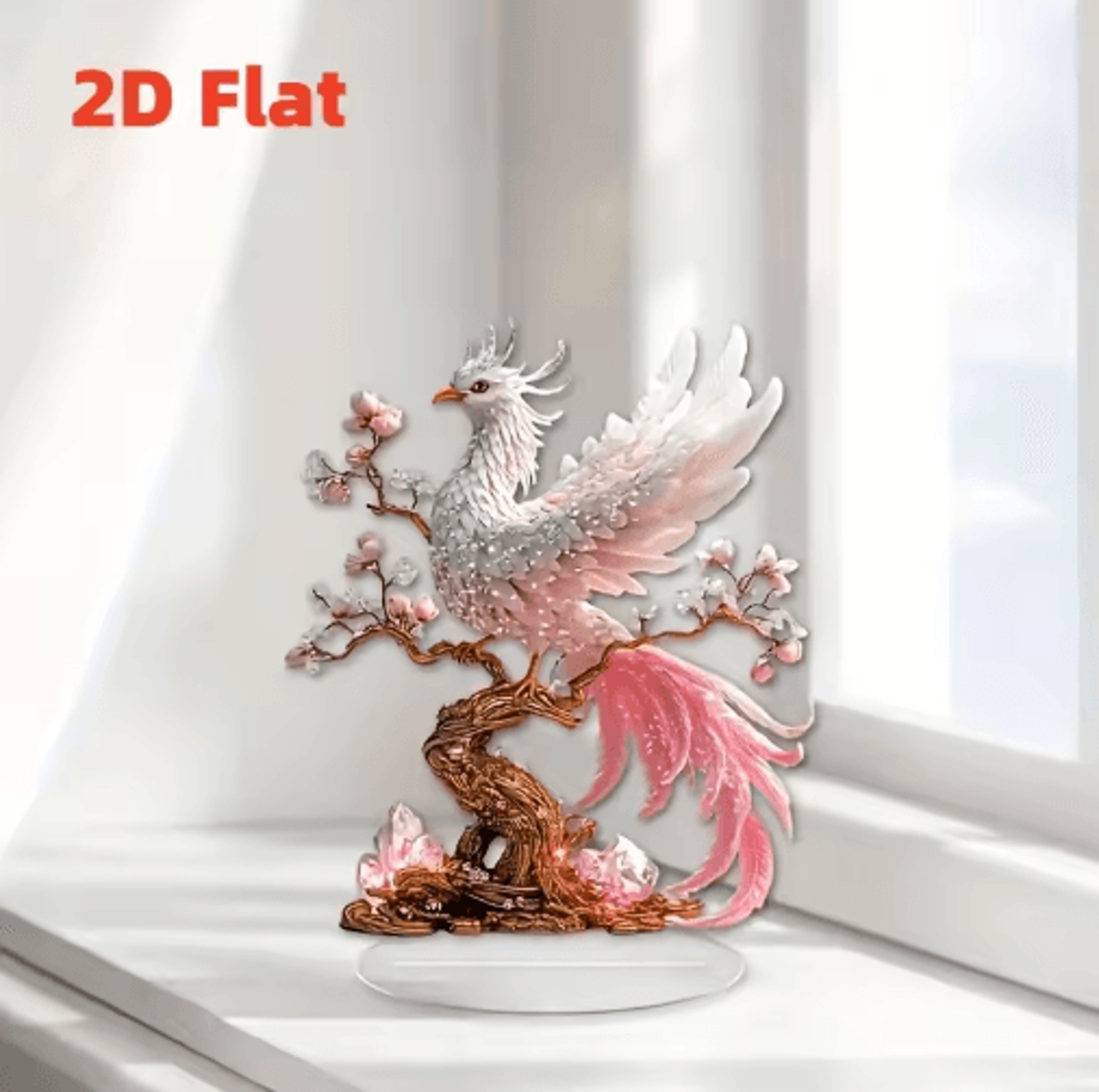 Crystal Phoenix Statue Elegant Feng Shui Desk Decor  Lucky Gift Ornament 4