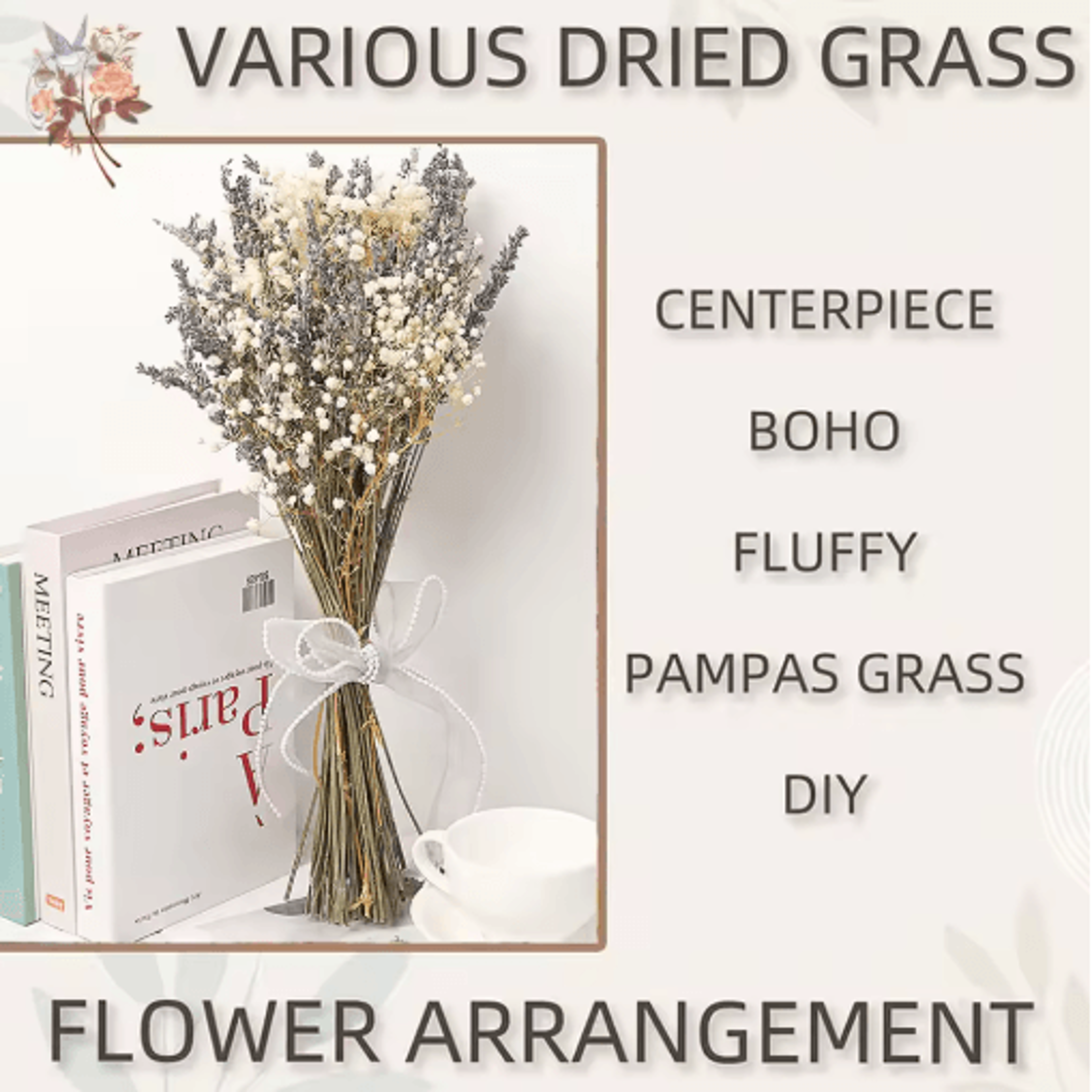 Lavellea Dried Lavender Bouquet Romantic Gypsophila Floral Decor For Home  Gifts 6