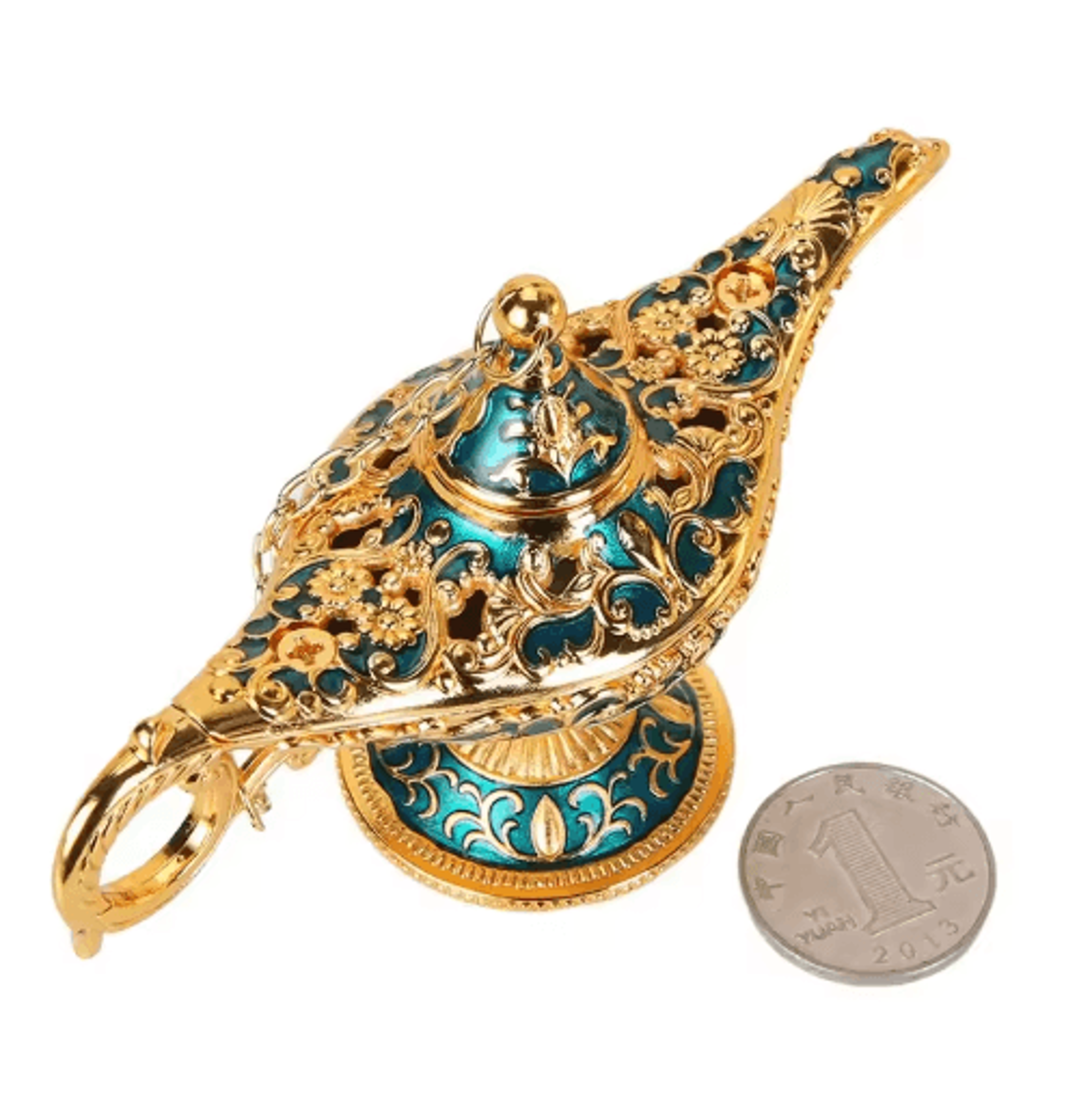 MystiqueGlow Aladdin Lamp Decor Vintage Metal Genie Lamp Ornament For Elegant Spaces 4