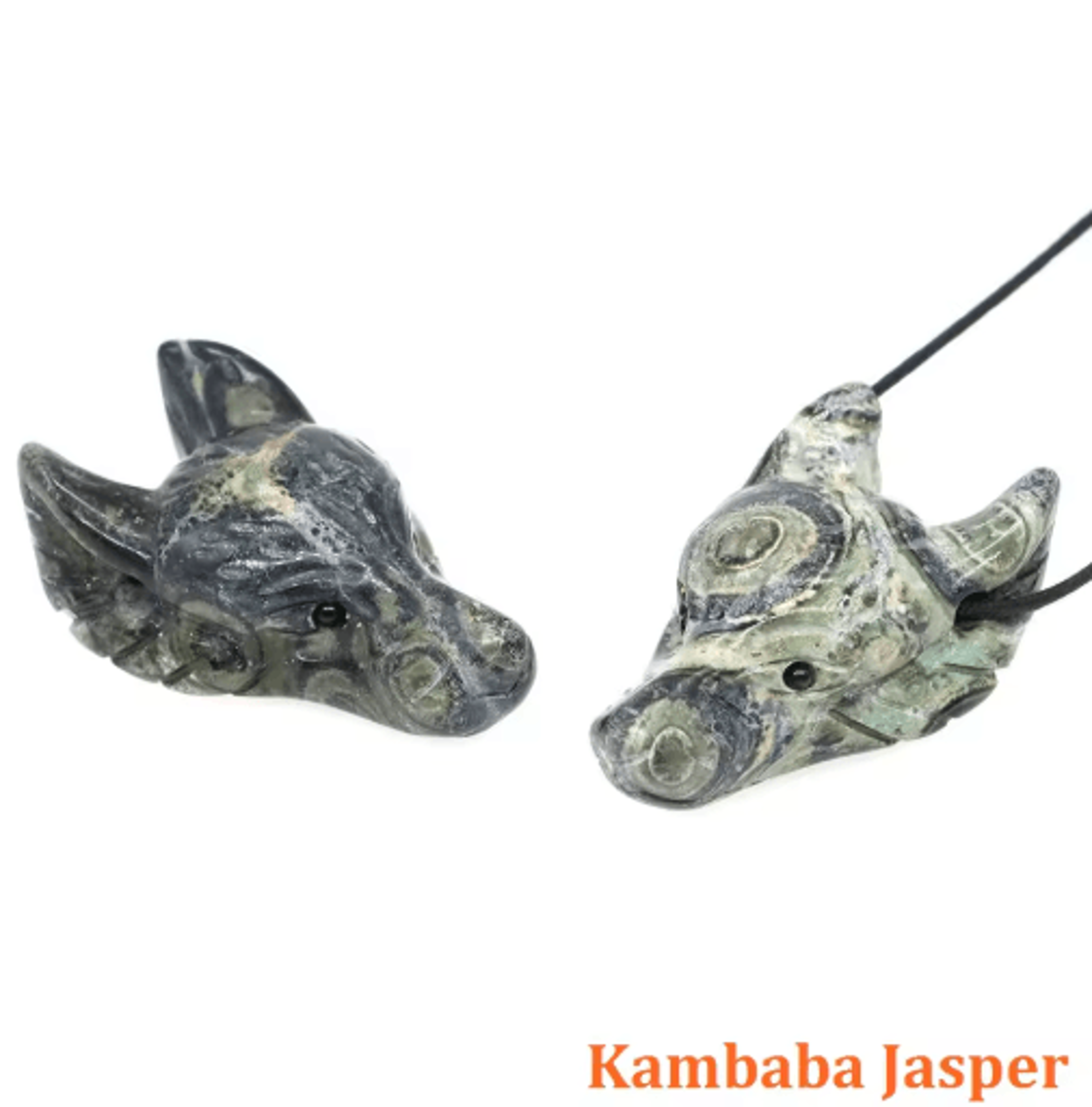 SpiritWolf Crystal Wolf Head Pendant  HandCarved Gemstone Necklace Charm 13
