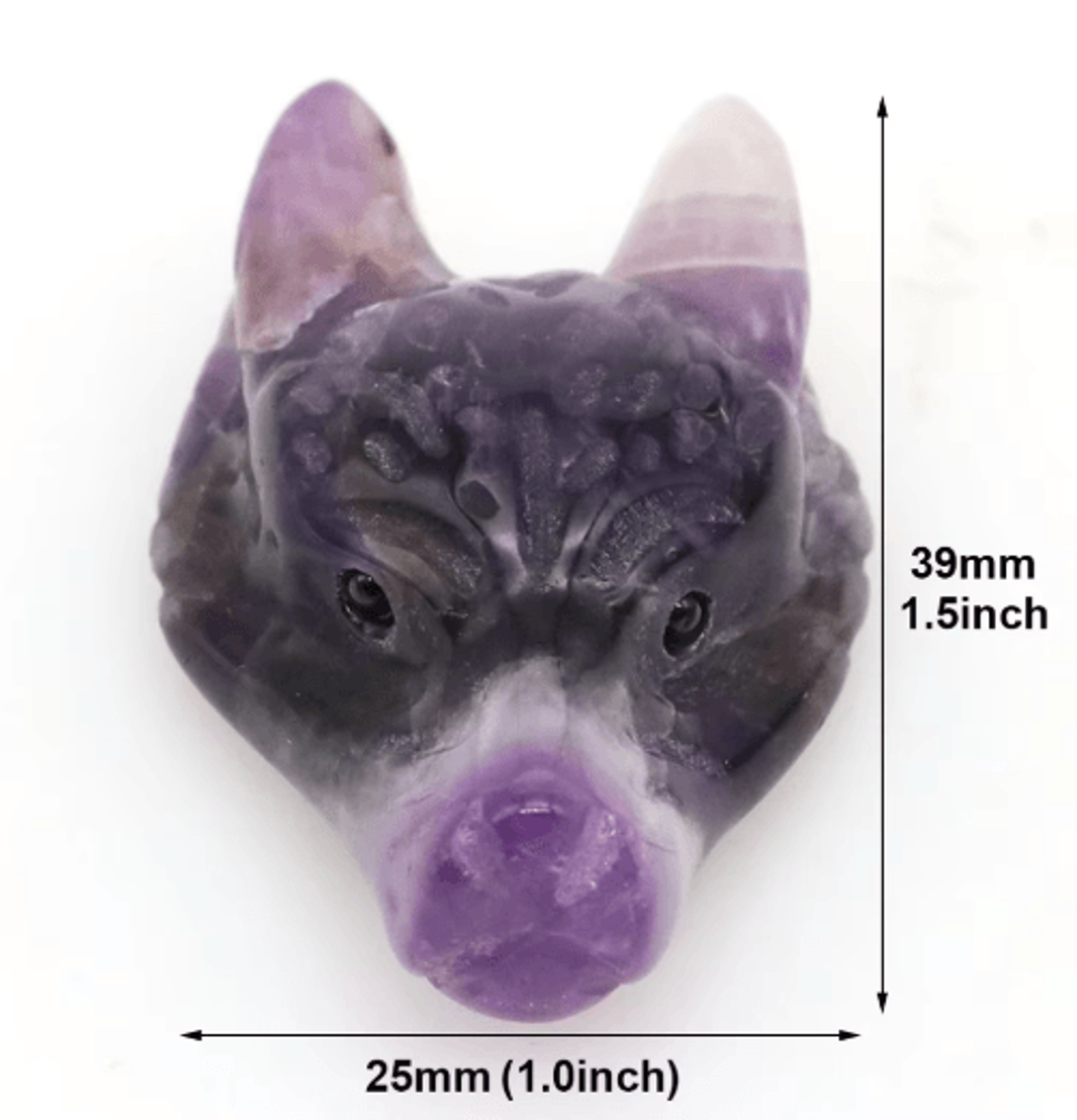 SpiritWolf Crystal Wolf Head Pendant  HandCarved Gemstone Necklace Charm 28