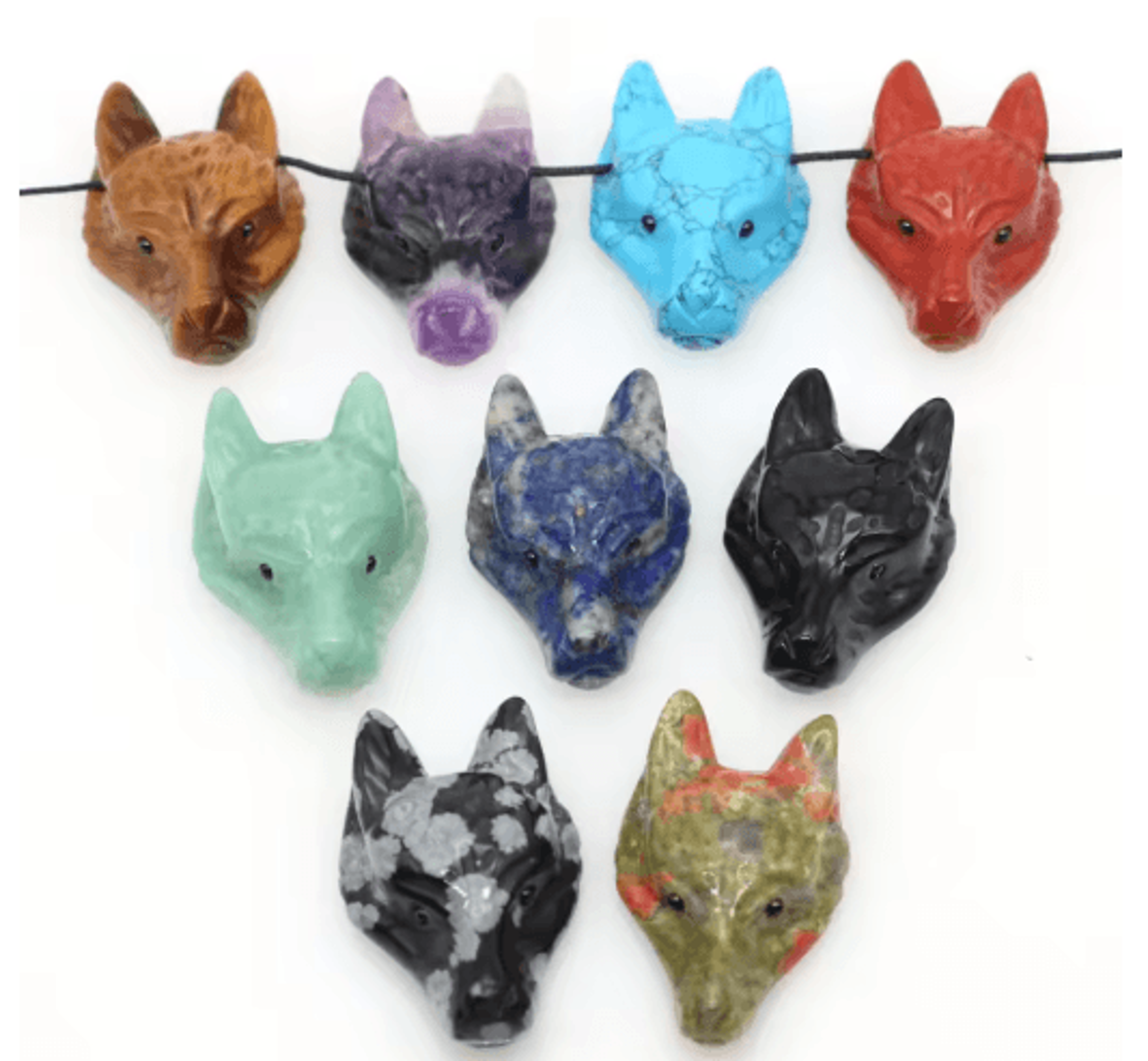SpiritWolf Crystal Wolf Head Pendant  HandCarved Gemstone Necklace Charm 29