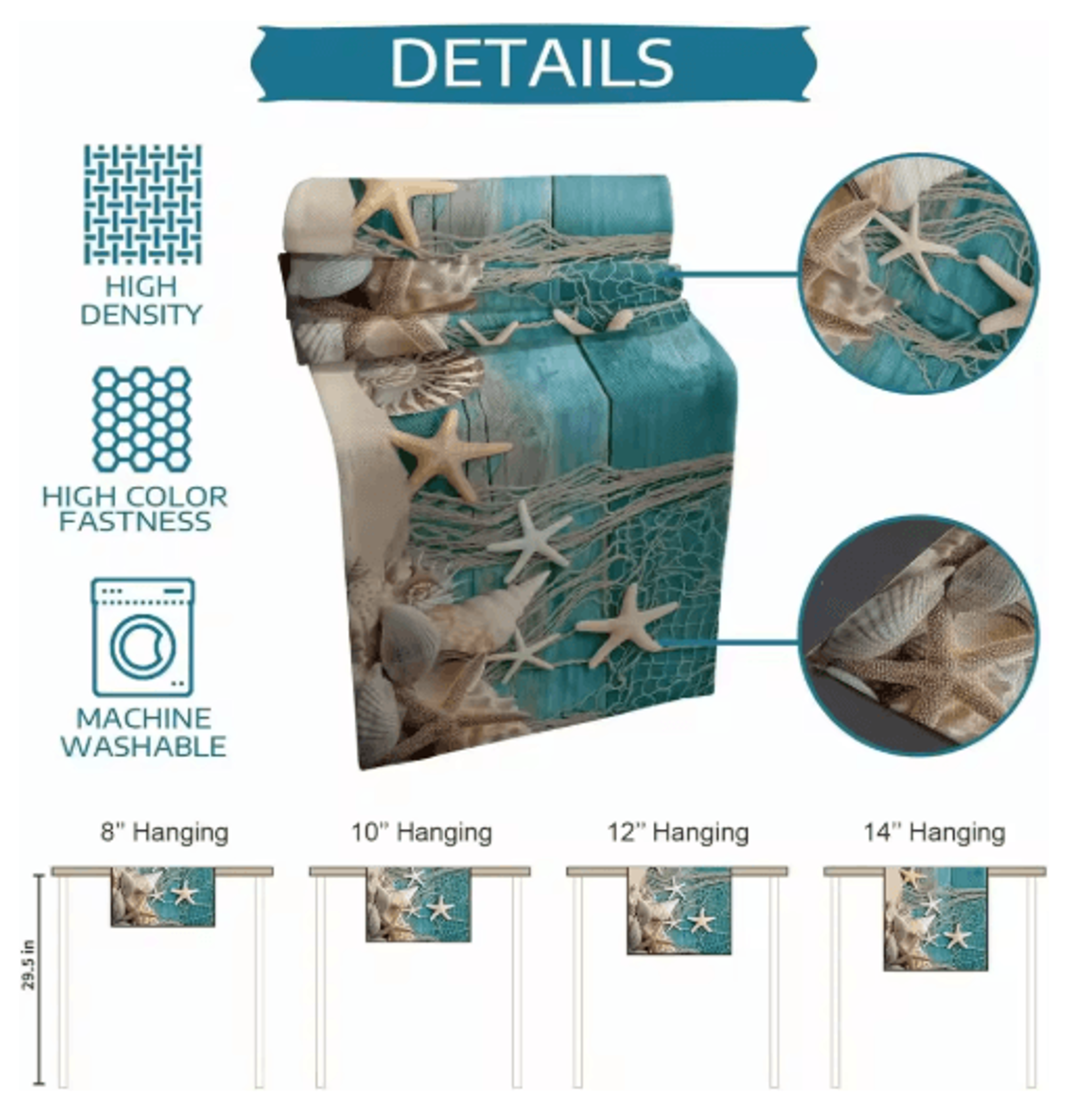 CoastalBreeze Beach Table Runner Starfish Ocean Linen Decor For Summer Dining 2