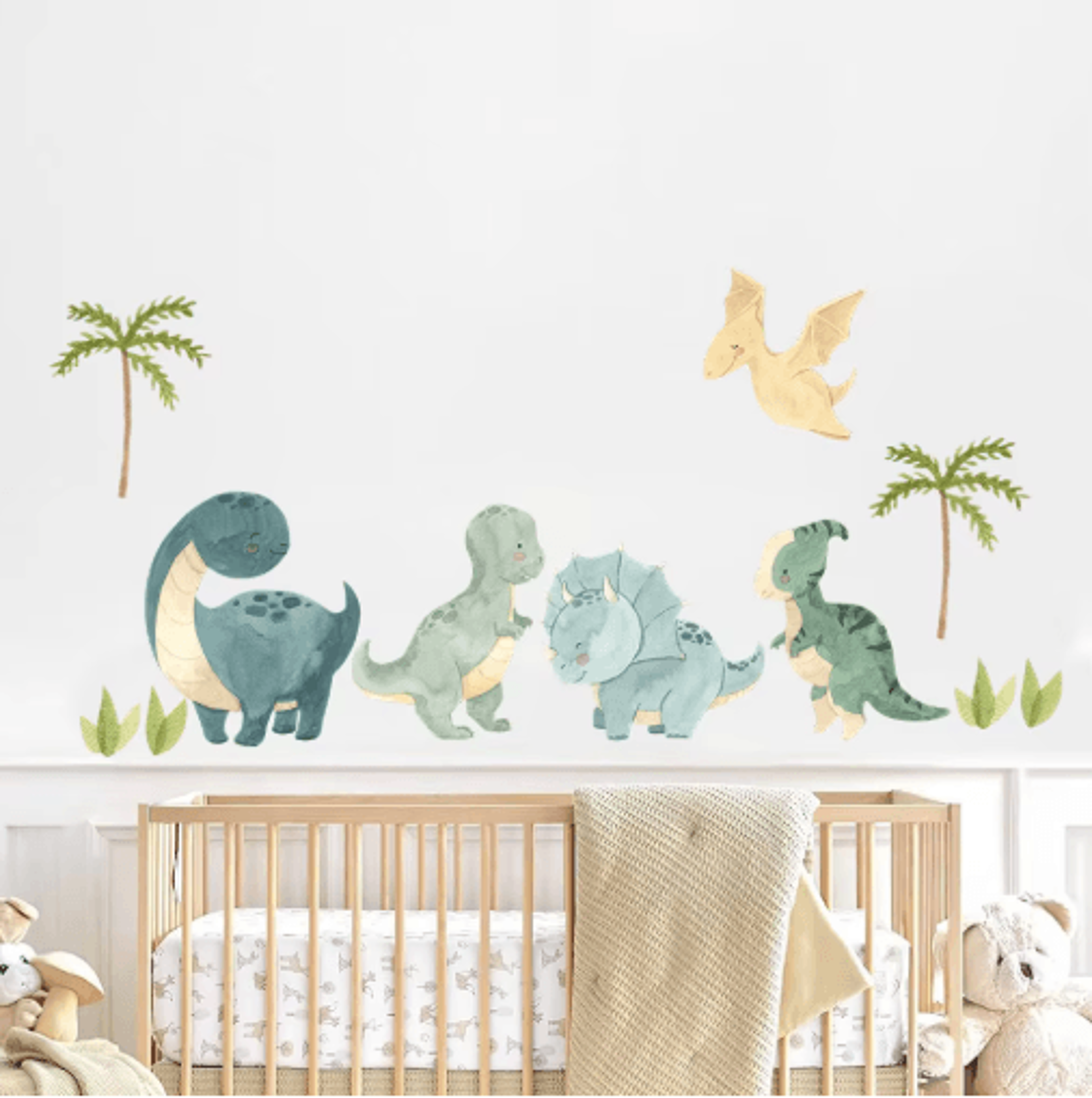 DinoDream Watercolor Dinosaur Wall Decals Jungle Nursery Adventure Decor 0