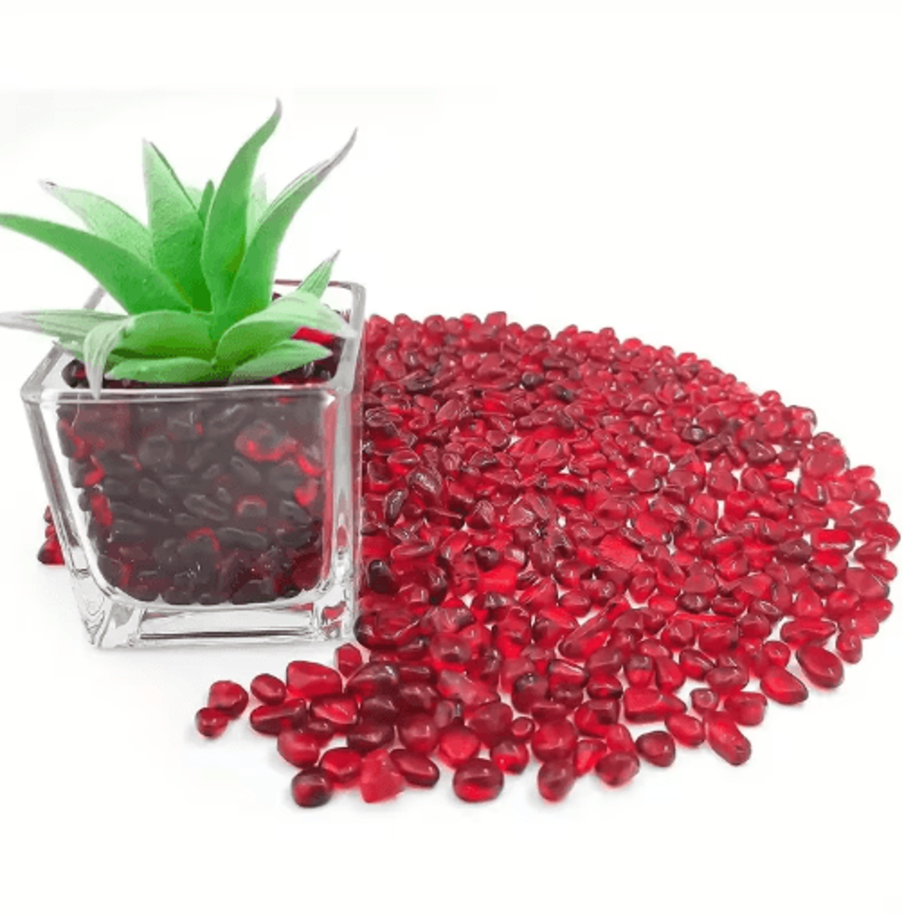 Red Glass Gravel Decorative Chips Vibrant Vase Filler  Aquarium Accent Stones 7
