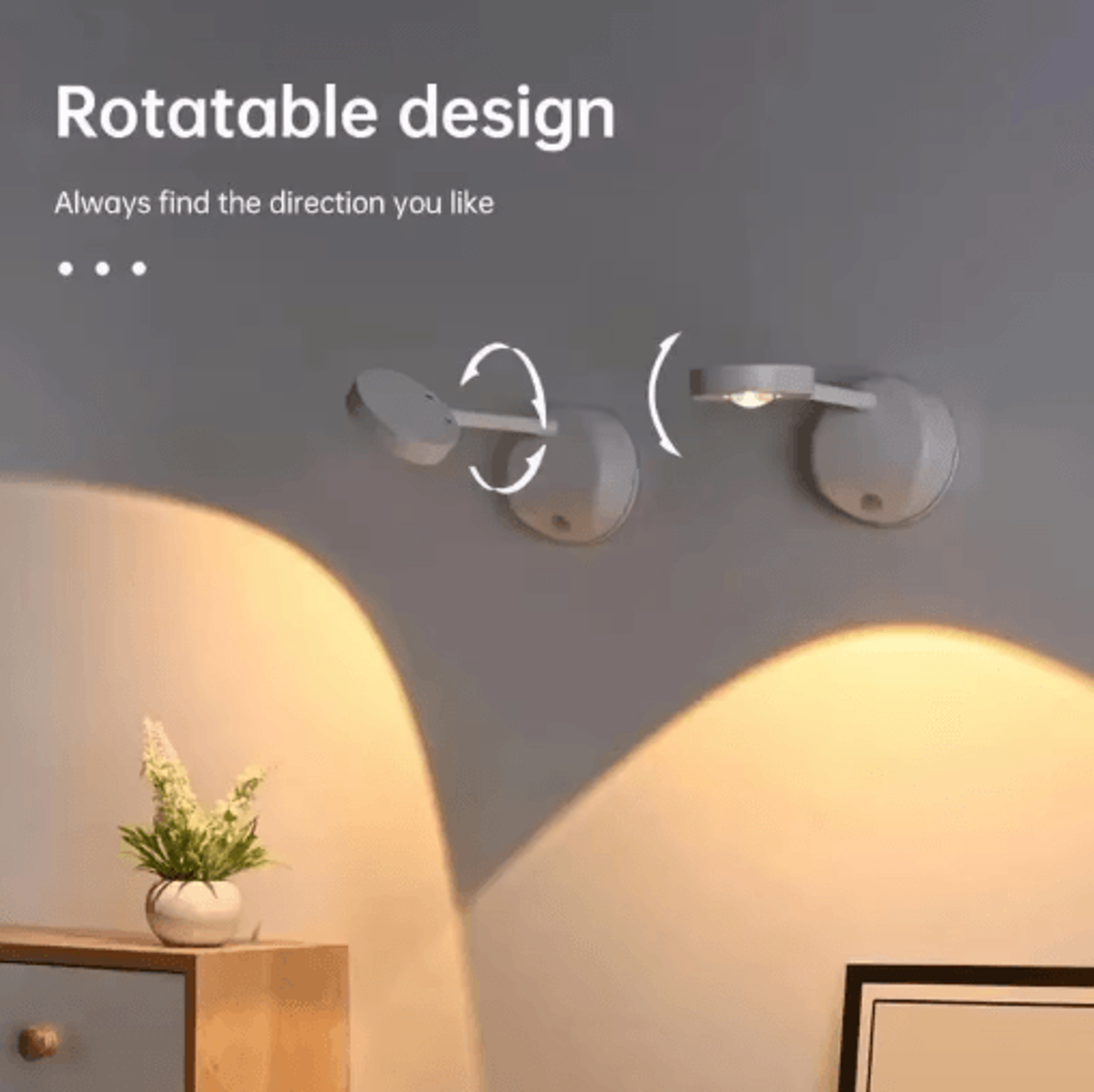 USB Rechargeable Motion Sensor Wall Light Wireless Dimmable LED Spotlight For Pictures  Art 5