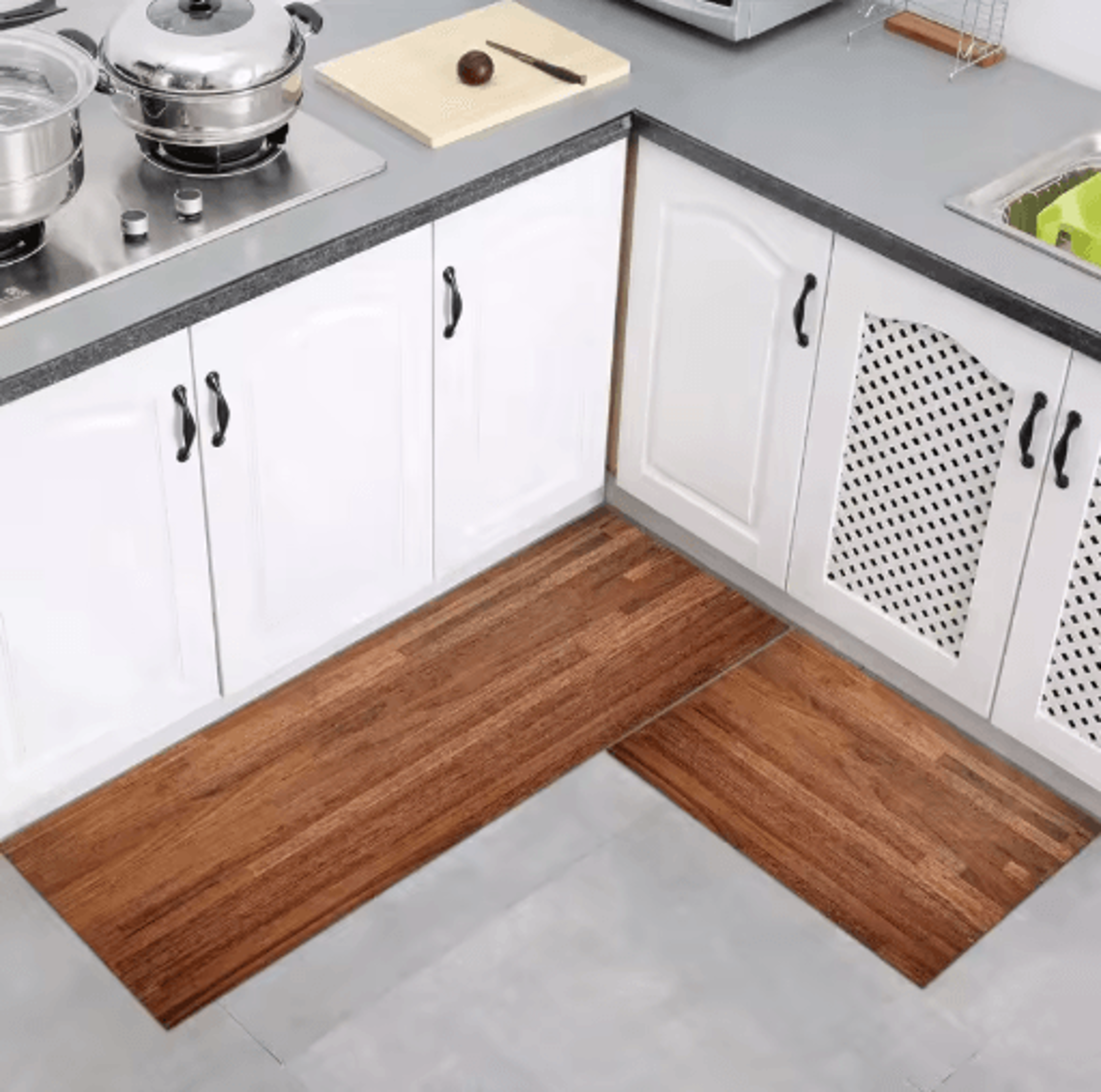 Modern Wood Grain Floor Mat Non Slip Decorative Rug For Kitchen Bathroom  Entryway 8