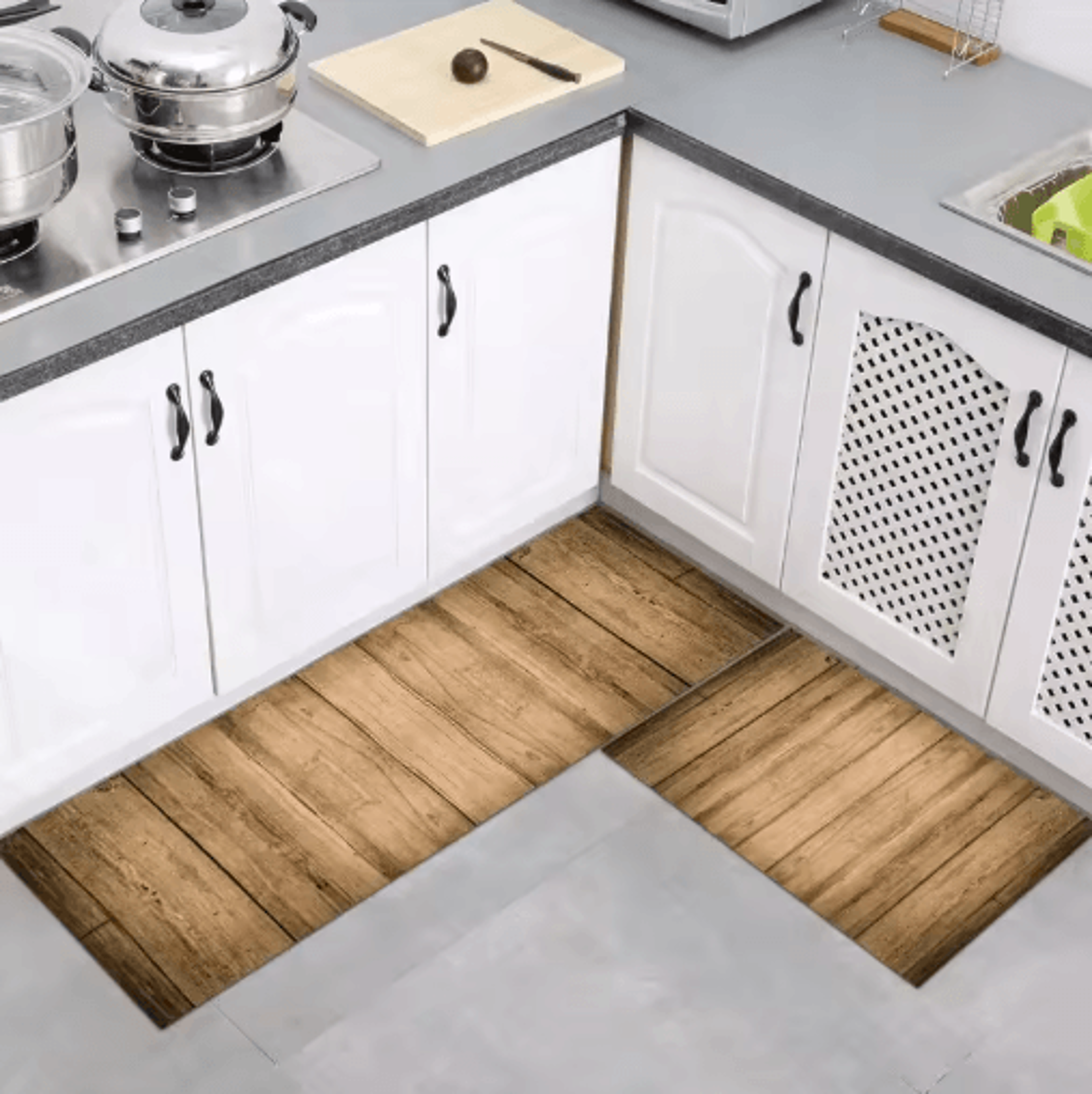 Modern Wood Grain Floor Mat Non Slip Decorative Rug For Kitchen Bathroom  Entryway 11