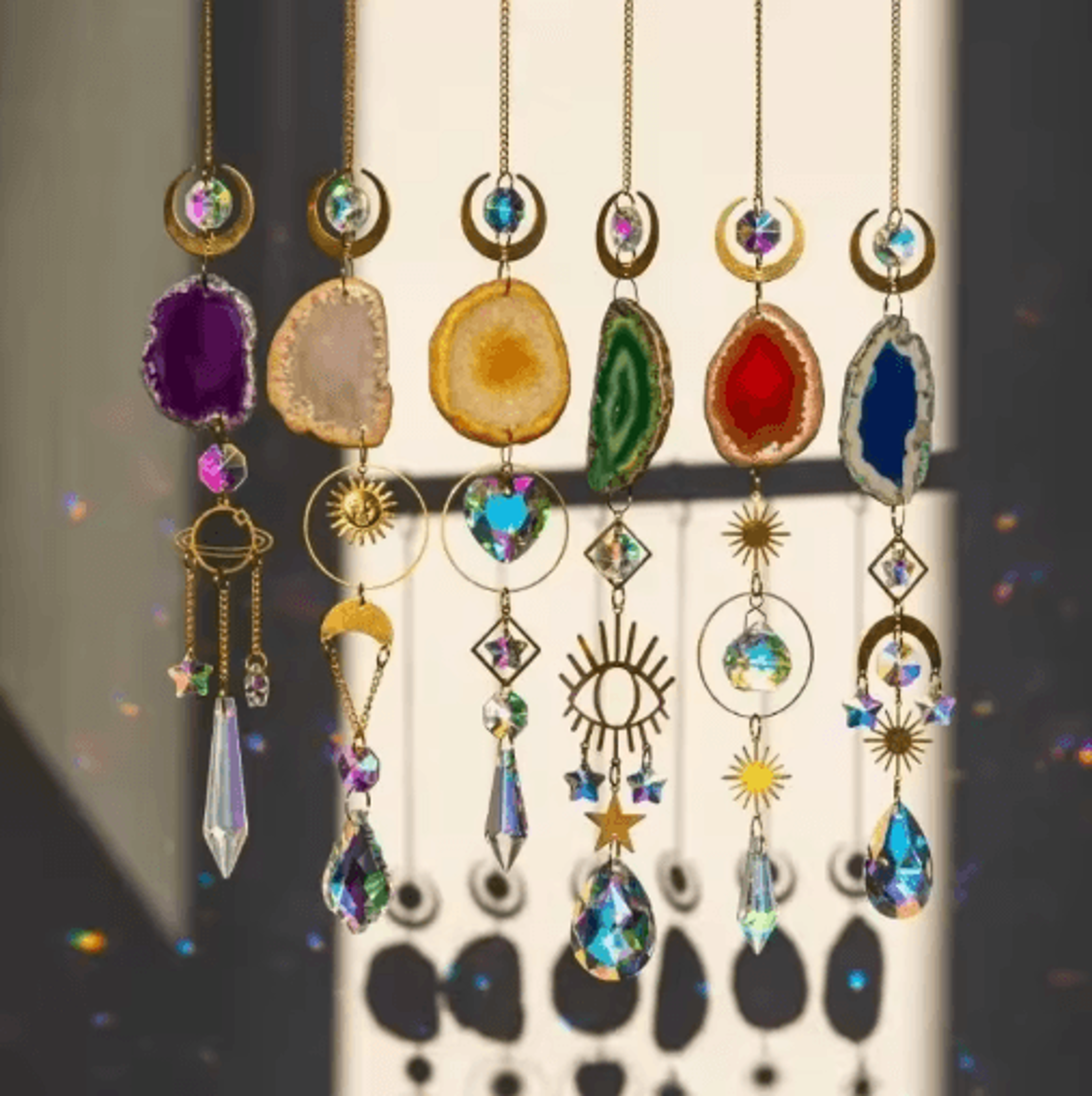 Sun  Moon Crystal Suncatcher Rainbow Prism Hanging Window Decor For Home  Garden 8