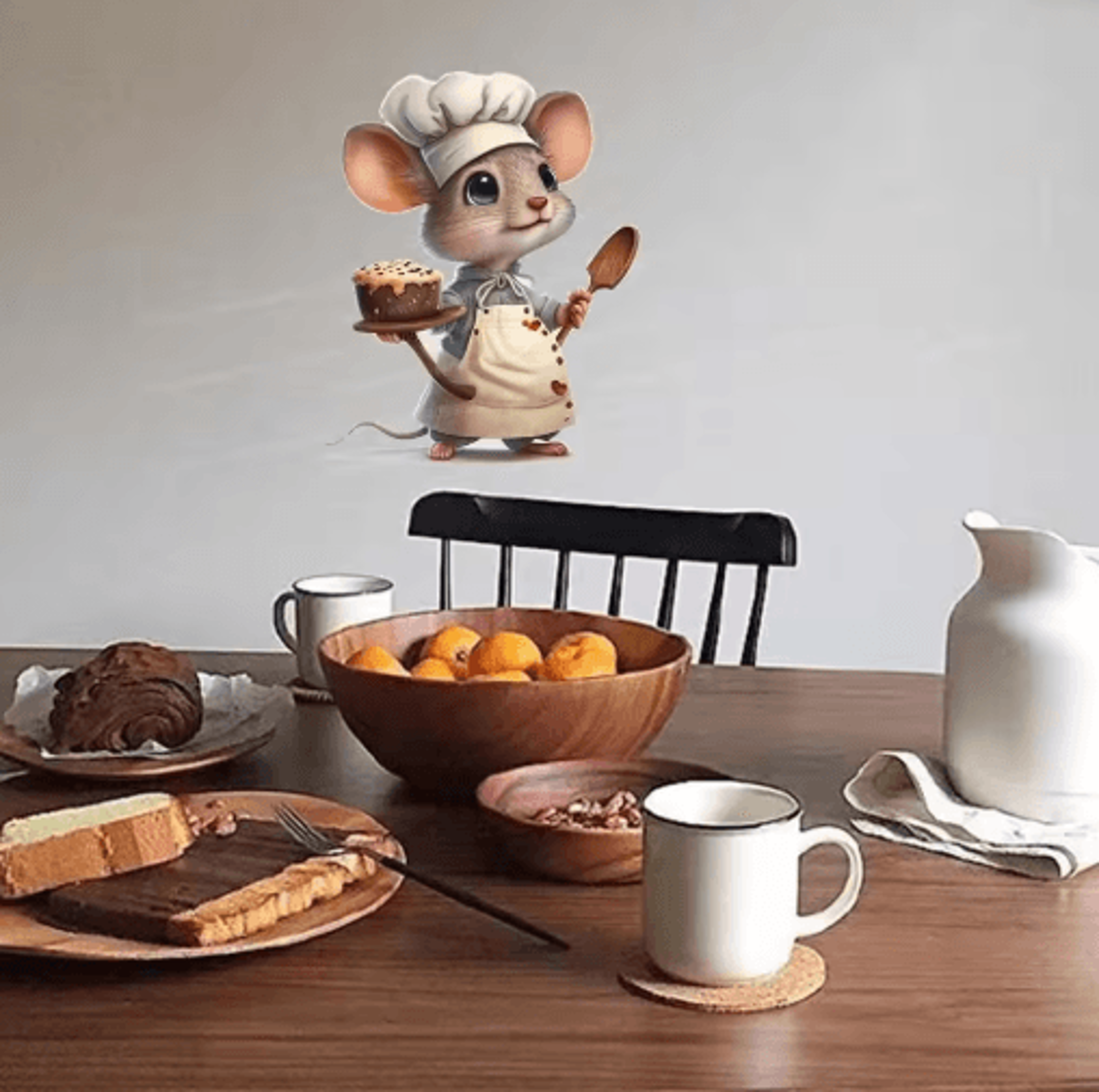 Cute Chef Mouse Wall Sticker  Cartoon SelfAdhesive Decor For Kids Room  Home Corners 7